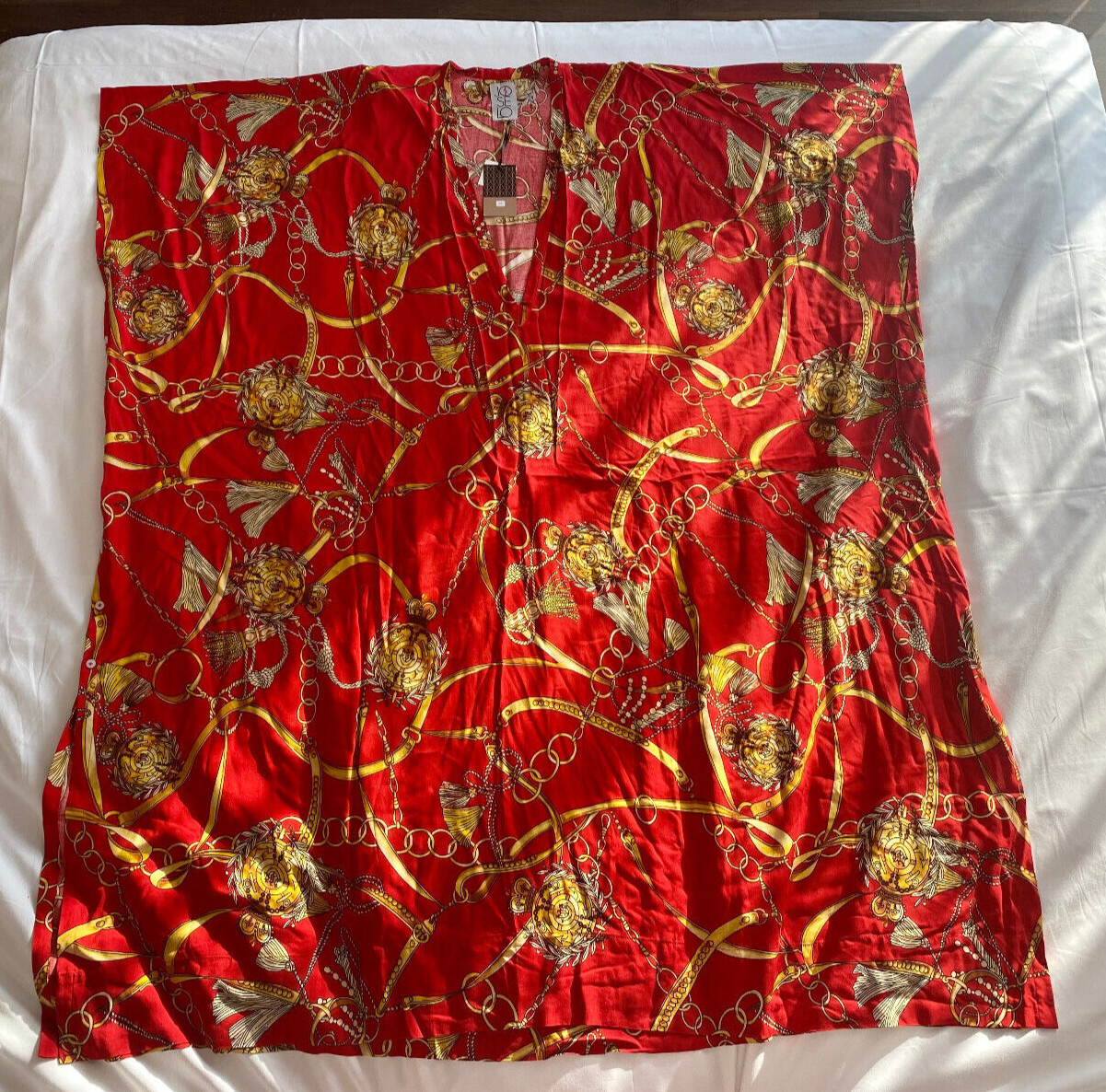 Caftan Kaftan Red Gold Chain Print Women’s Men’s Unisex New Rayan Light Weight