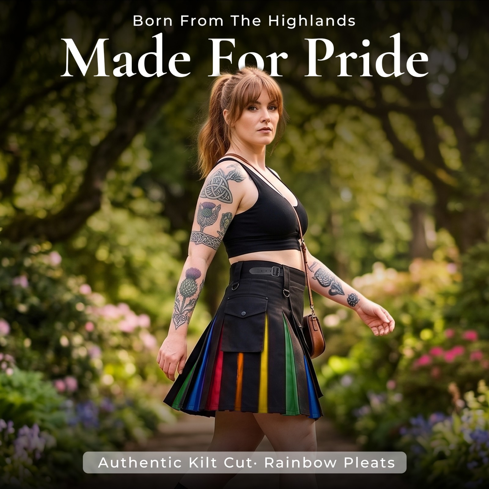 Hybrid Utility Kilts for Women Scottish Traditional Highland Rainbow Kilt