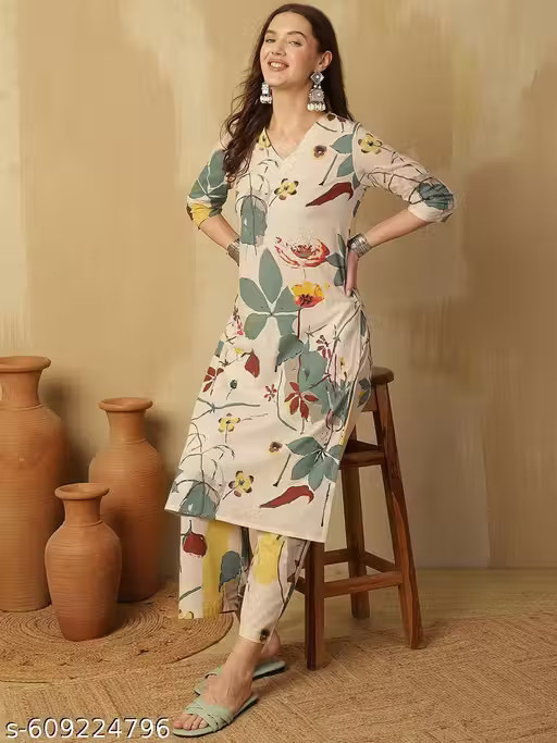 Women’s Rayon Regular Fit Kurta & Pants Stitched kurti set for women