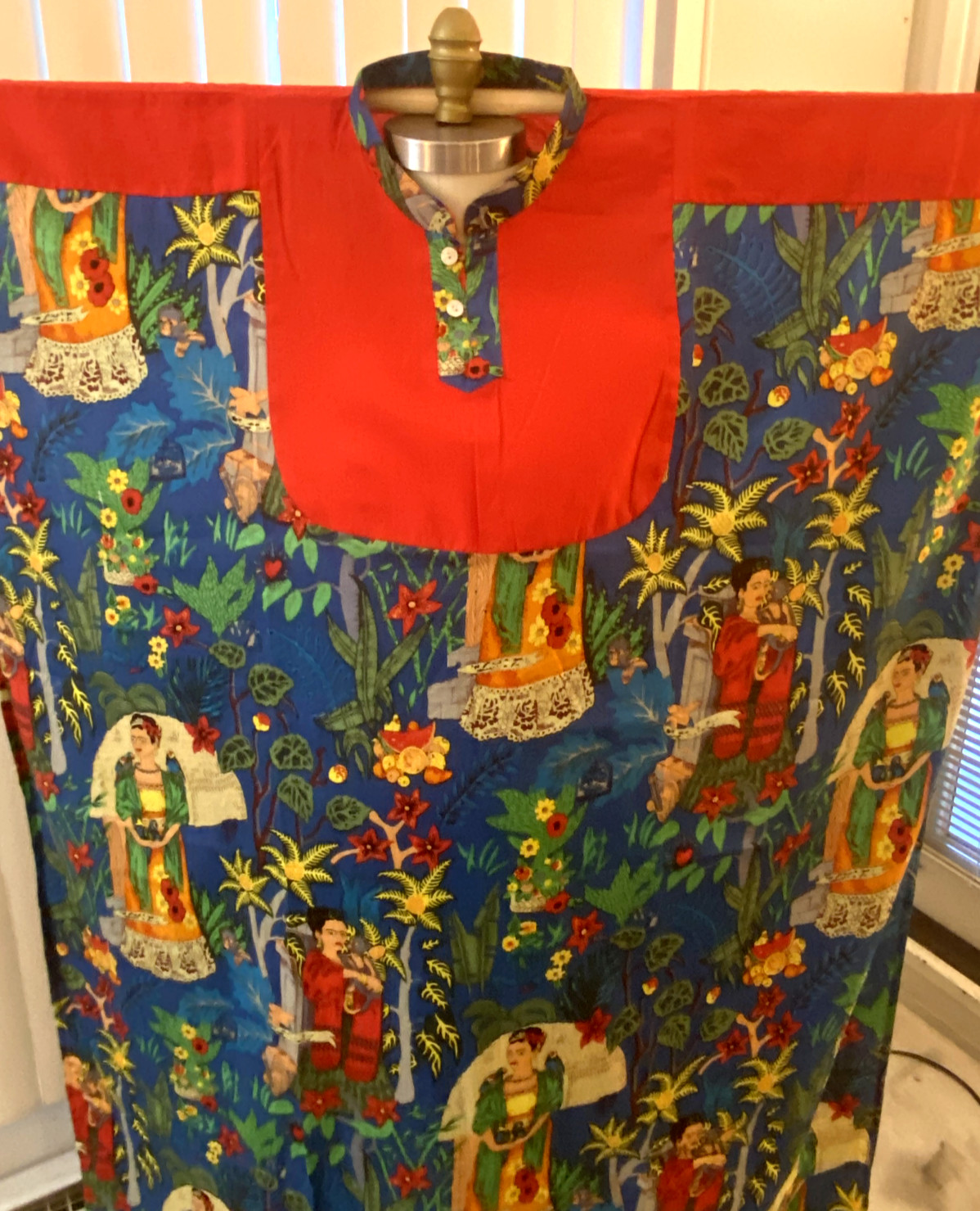 Kaftan Frida Khalo Red Blue Women’s Men’s Unisex New Mexico Cotton Light Weight