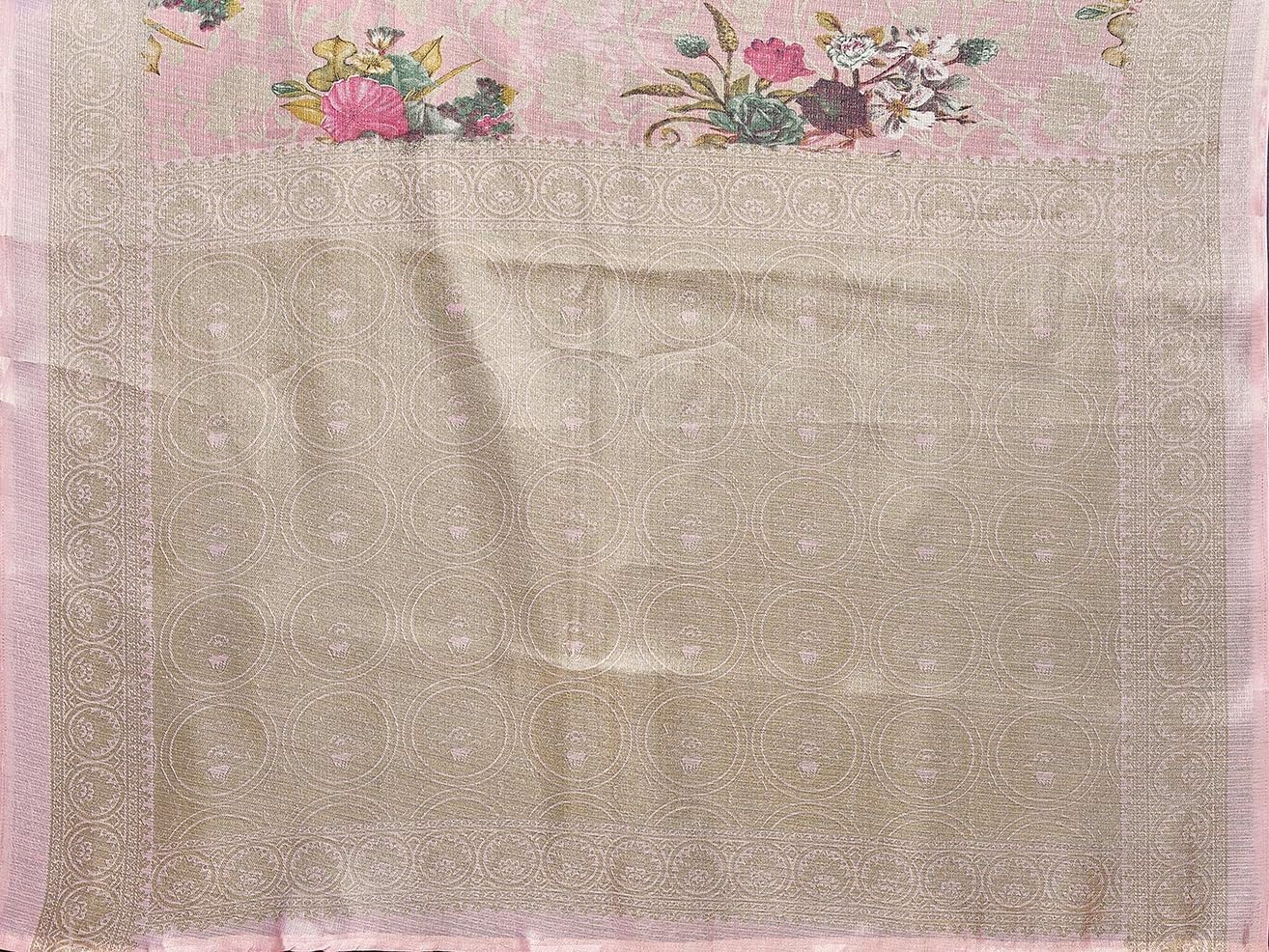 Women Art Silk Floral Printed Kanjivaram Saree with Blouse Material