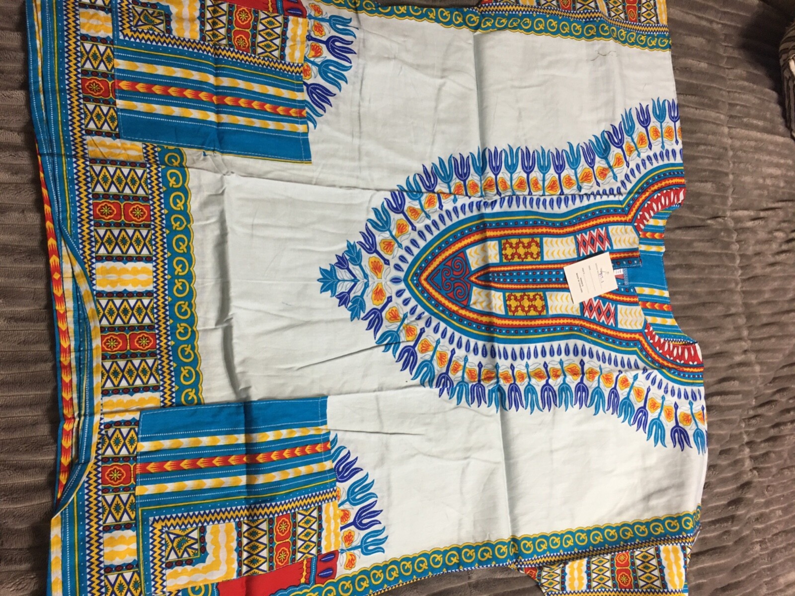 Large, Dashiki, Men’s, white, red, gold & blue,