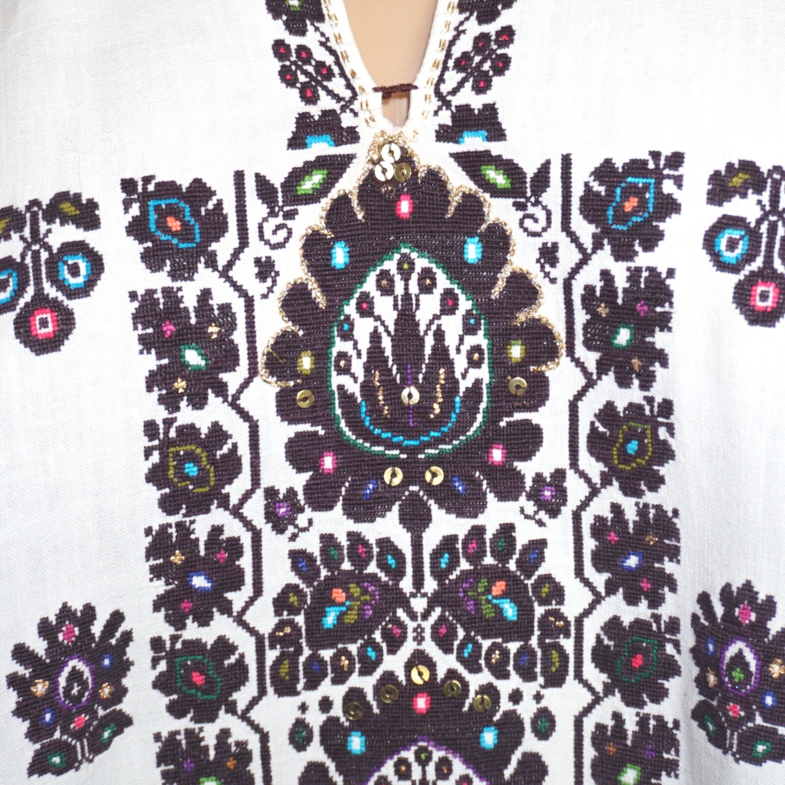 Crotian folk blouse from Romania – Old Handmade traditional blouse size M-L