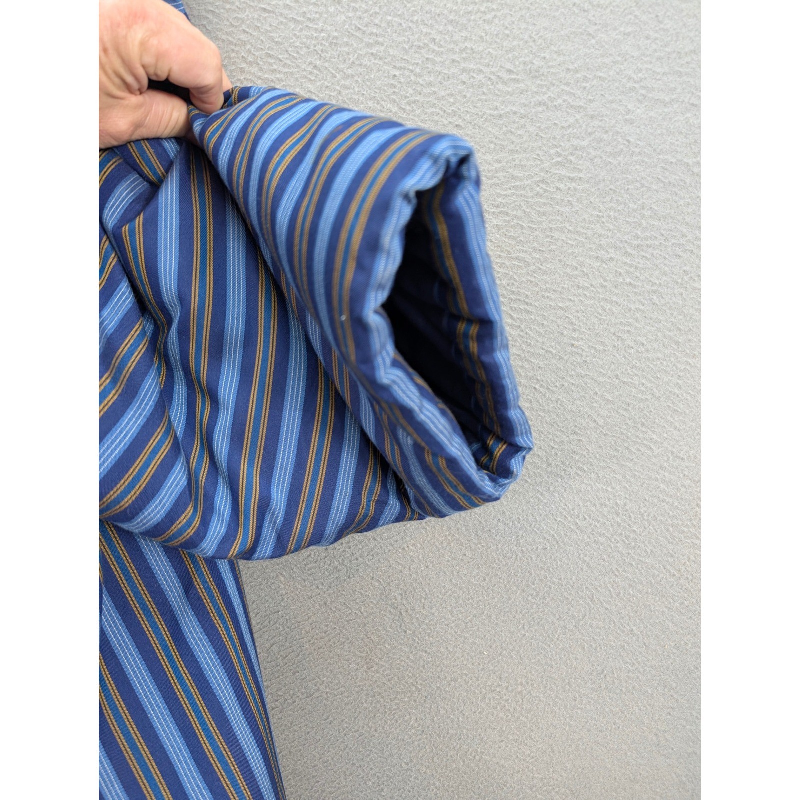 Vtg Manten Japanese Striped Kimono Jacket Open Front Blue Black Velour Size XL