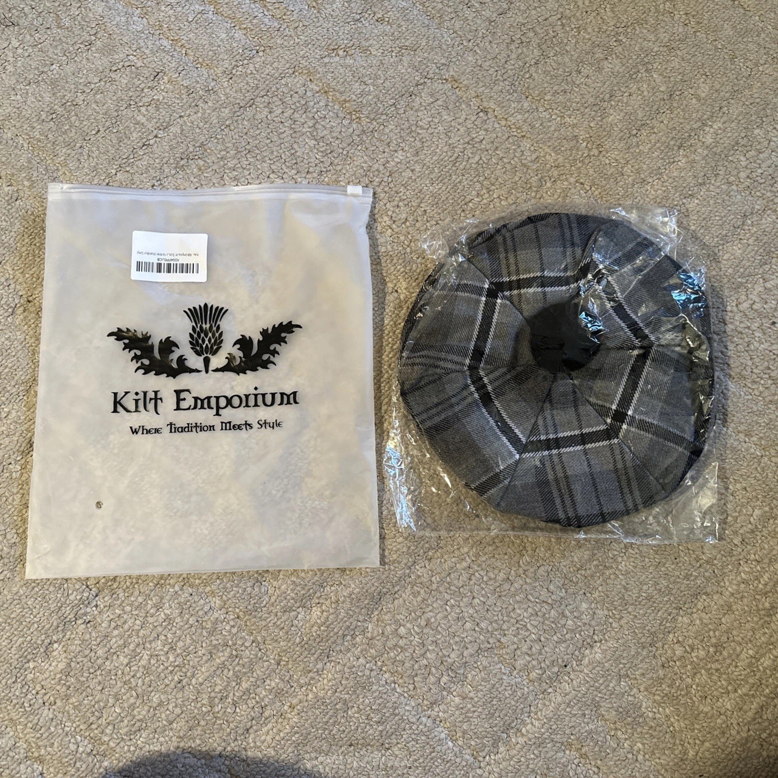 Kilt Emporium Scottish Tam o’ Shatner Tammy Hat Flat Bonnet Kilt Hamilton Grey