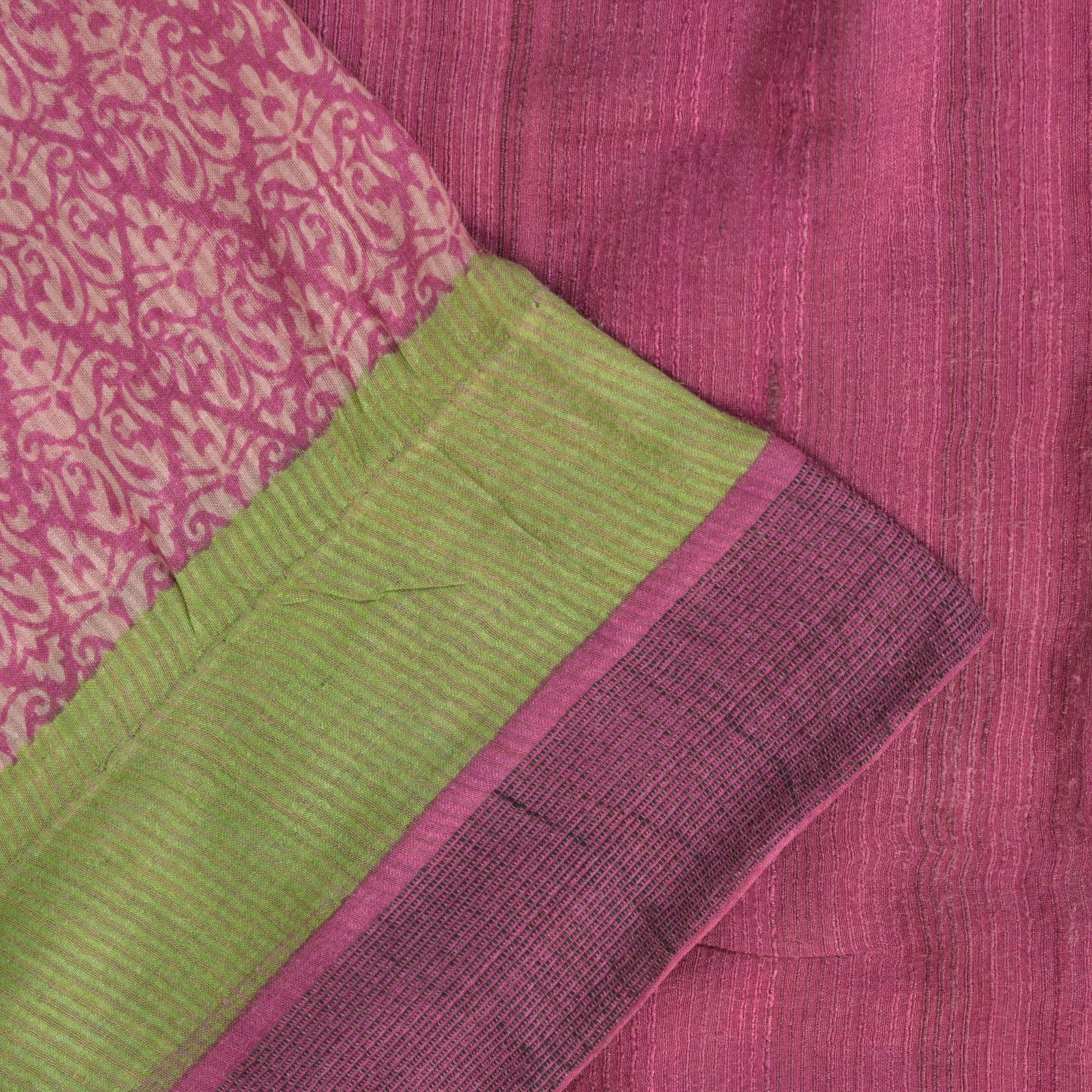 Sanskriti Vintage Pink Indian Sarees 100% Pure Woolen Fabric Printed Sari