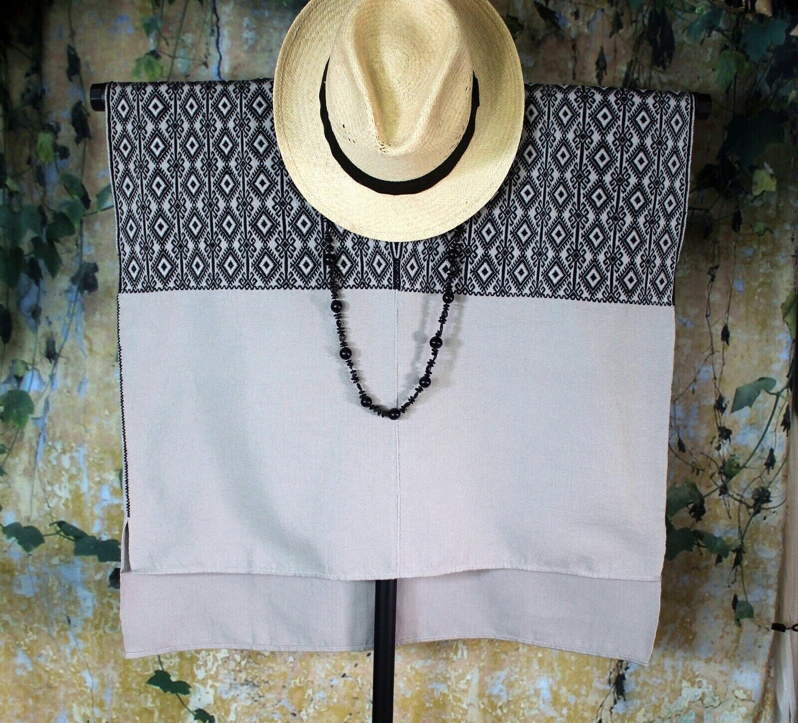 Huipil Gray & Black Handwoven Back Strap Loom Mayan Larrainzar Chiapas Mexico