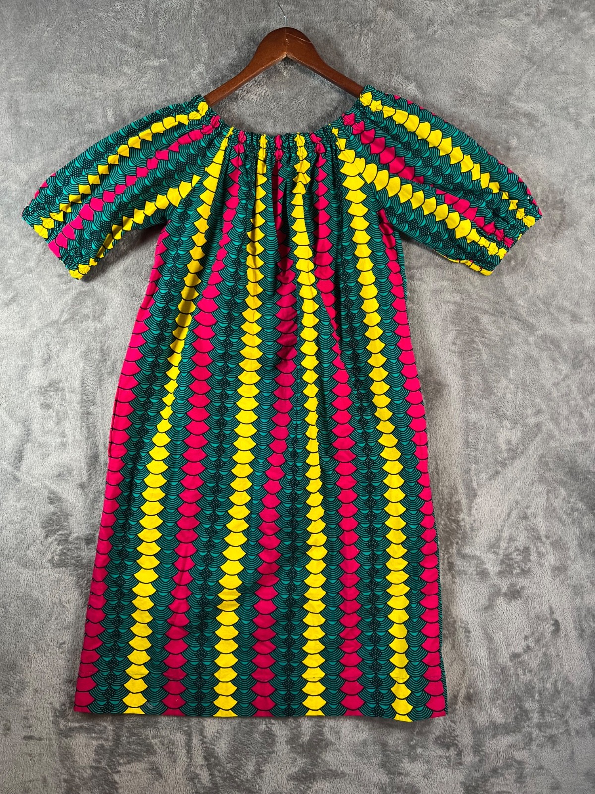 Handmade African Wax Print Ankara Shift Dress One Size Multicolor Off Shoulder