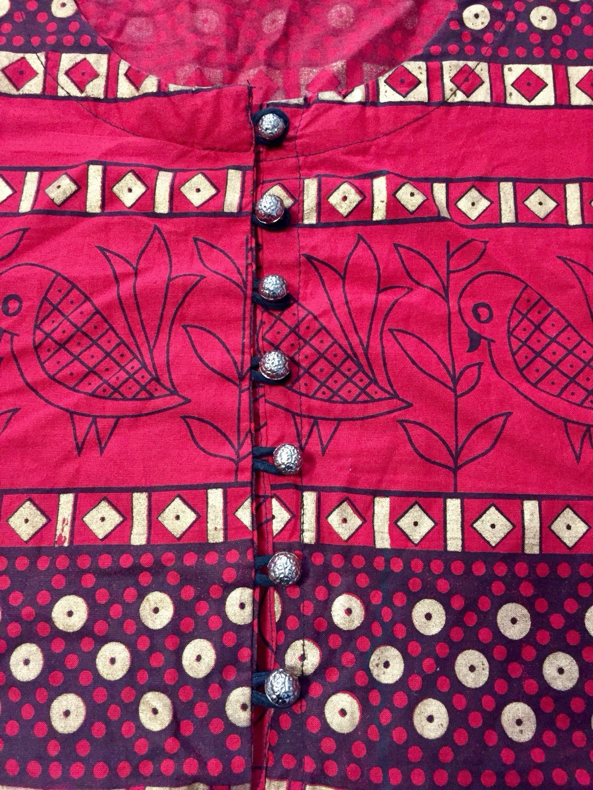 Stylish Red/Black Ethnic Long Kurti for Girls/ Teens – Small (S) bust size 36