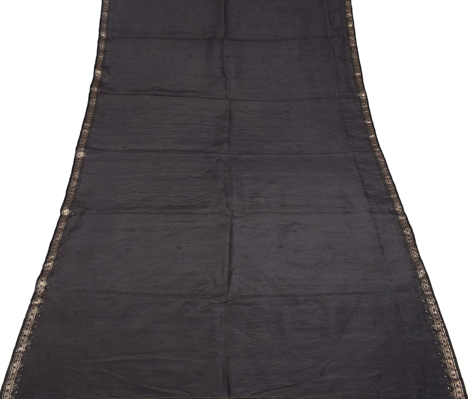Sushila Vintage Black Zari Brocade Saree Pure Silk HEAVY Sari Craft Fabric