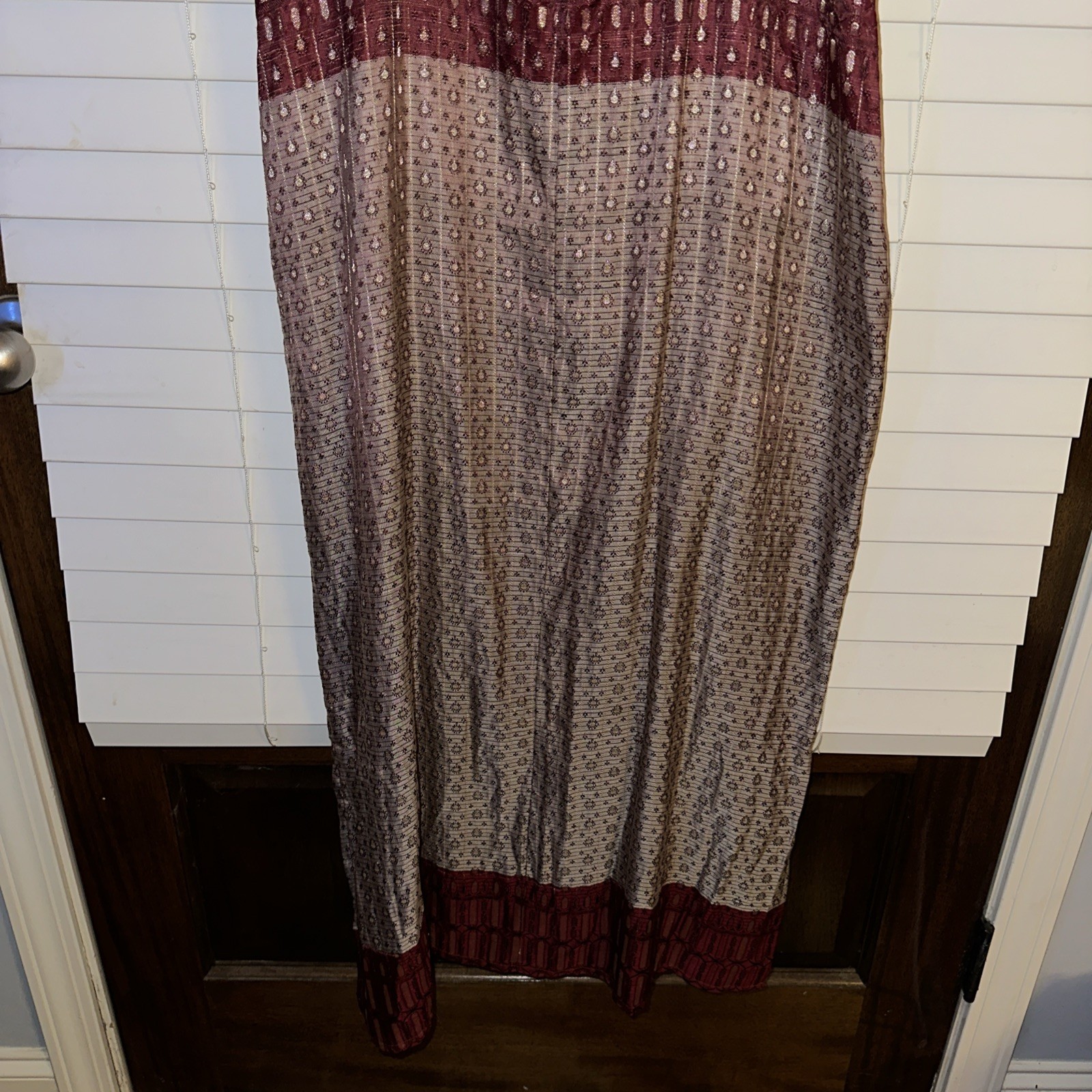 Indian Women’s Silk Sleeveless Dress Red Gold Embroidered Size Medium