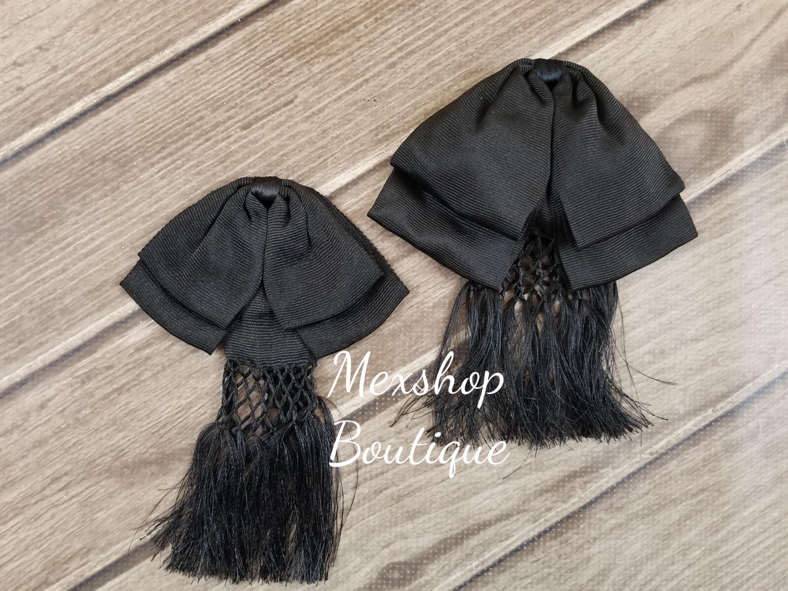 Economic Charro Mexican Bow Tie Handmade for Mexican Tailors, Color Black
