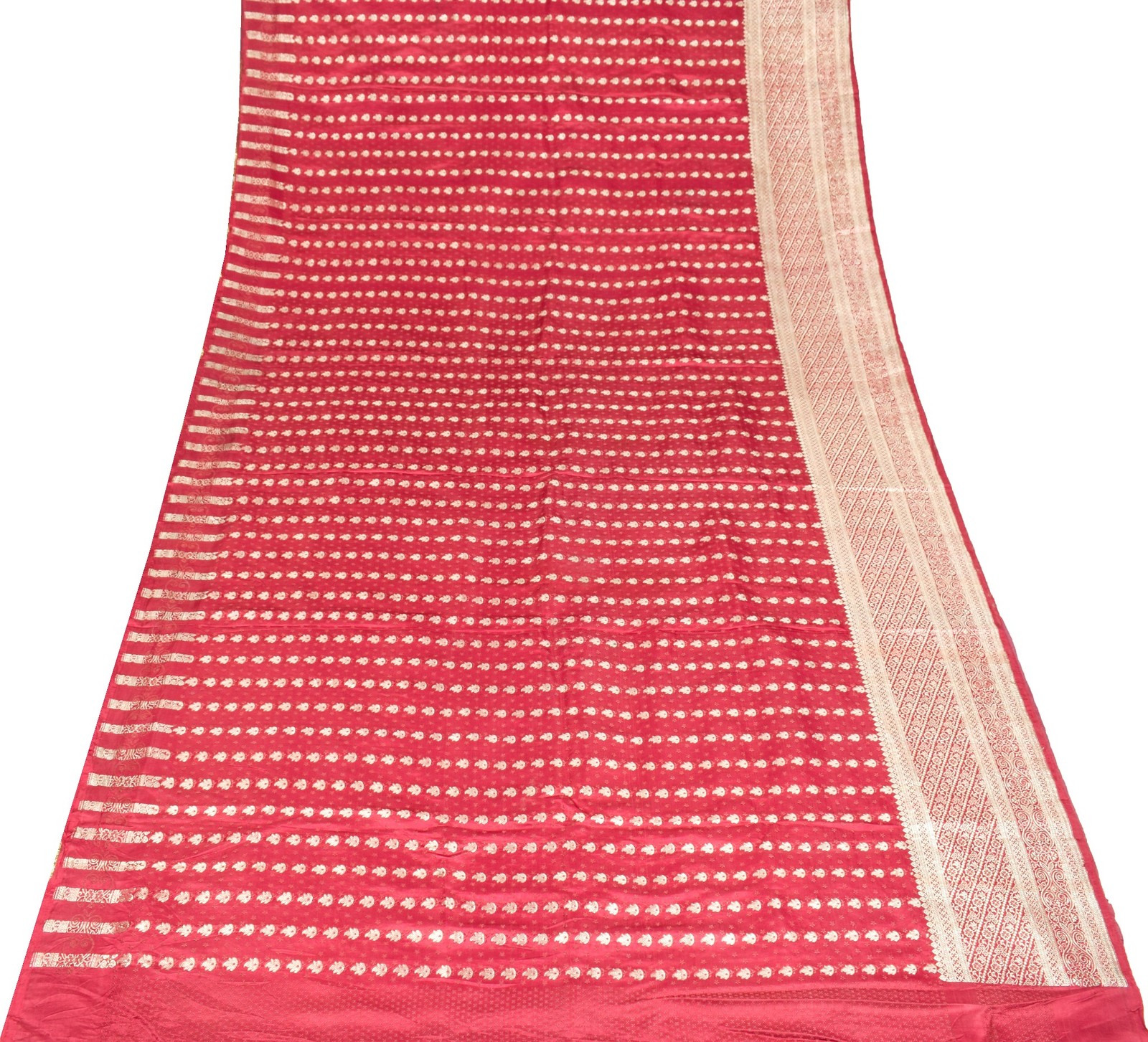 Sushila Vintage Heavy Saree Pure Satin Silk Banarasi Brocade Woven Sari Fabric