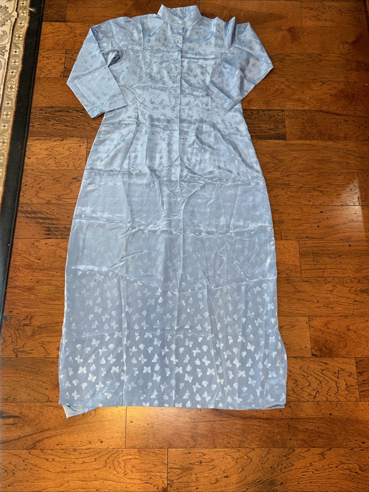 Womens Kurta Ethnic Tunic Dress Small/medium Hand Made Light Blue Butterflies