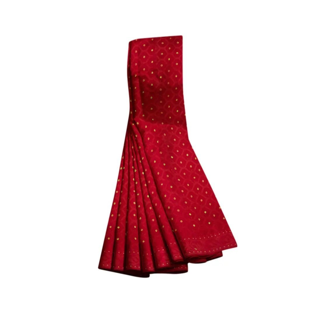 Jamdani Soft Silk Saree For girls and Women Red colour without blouse pcs