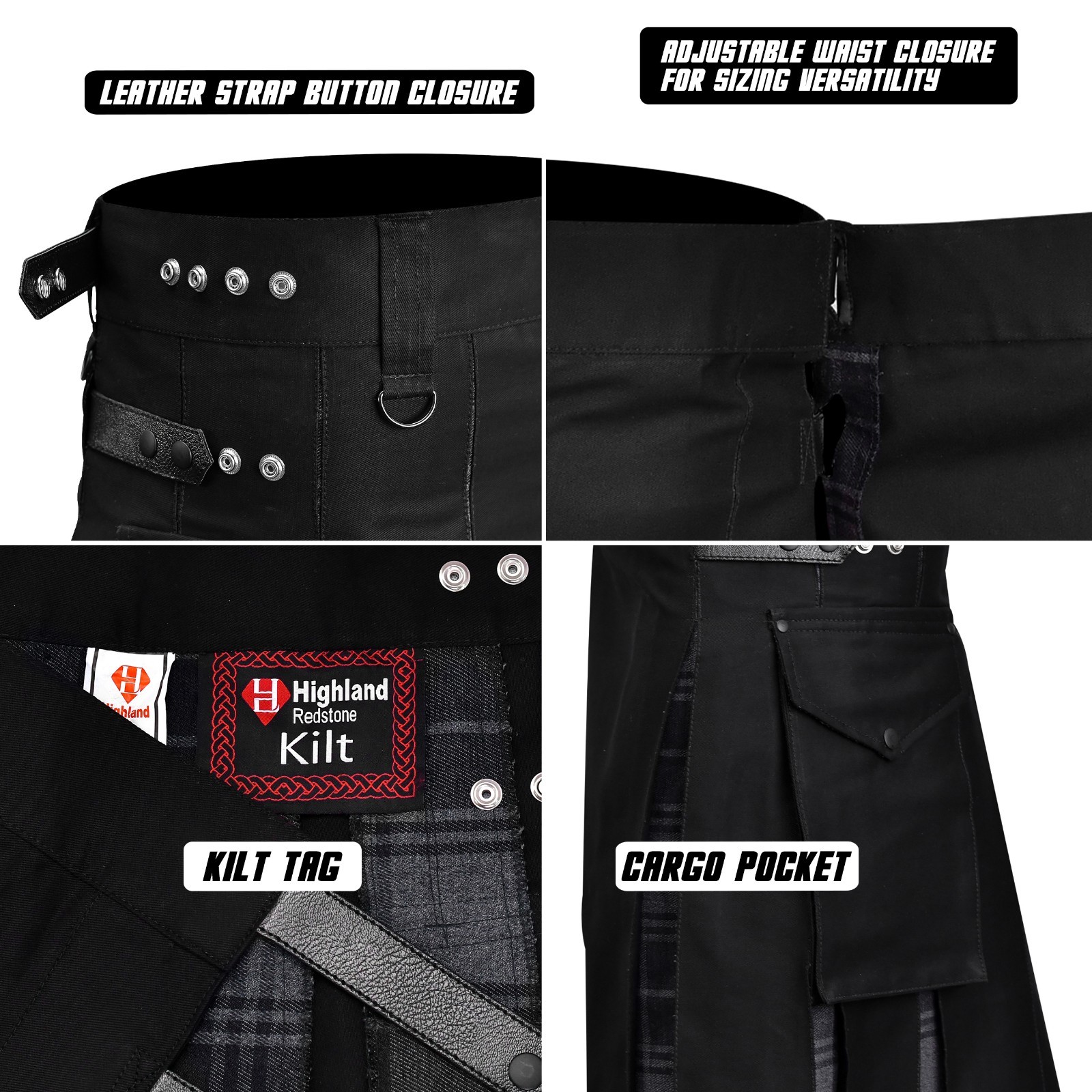 Hybrid Utility Kilts for Men Scottish Traditional Kilt with Flashes