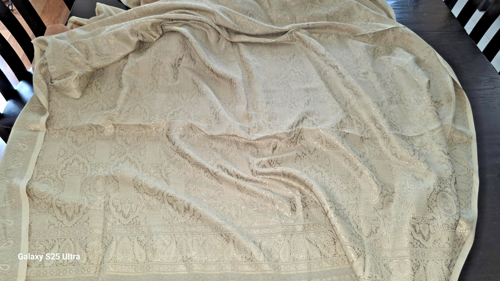 Green Brown Chiffon Silk Saree Vintage Fabric 5+ Yds for Bags Cushions Upcycle