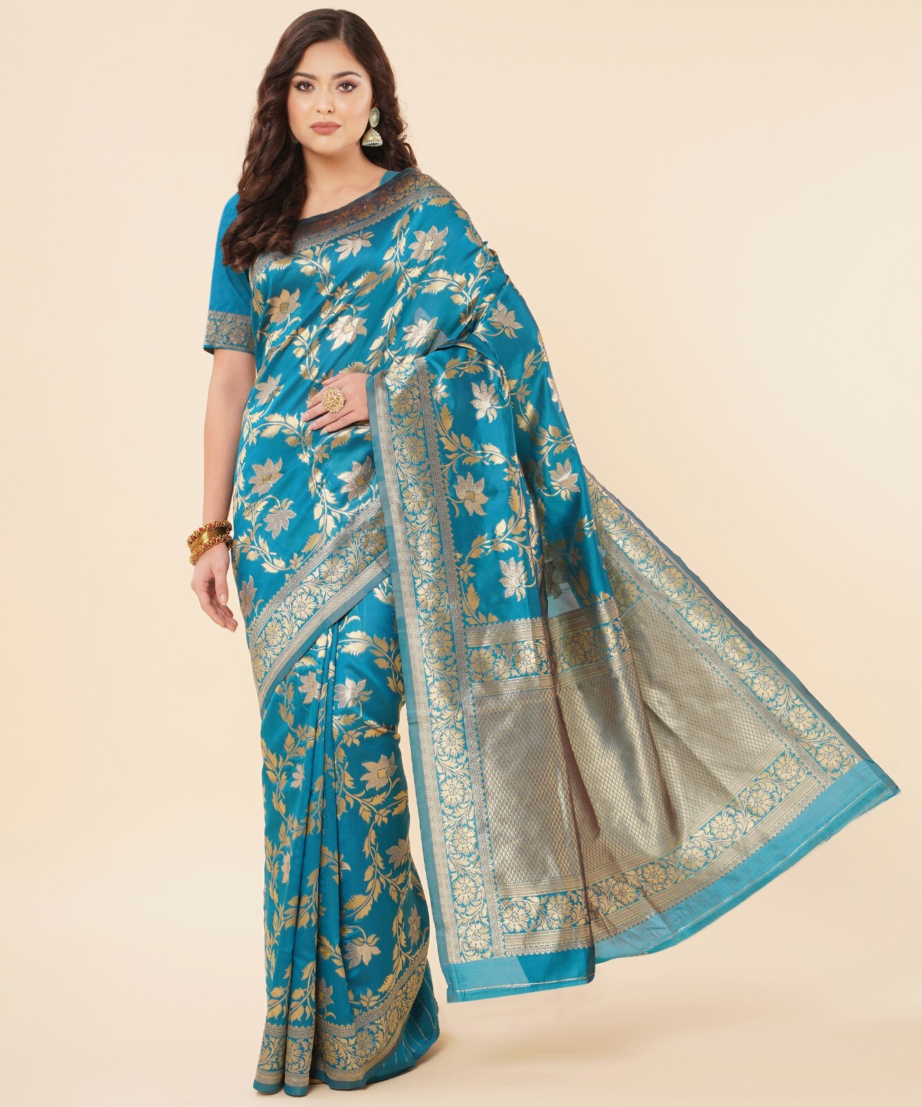 Areca Designer MX LotusJal Banarasi Silk saree blouses women Saree Cut-5.5 Meter