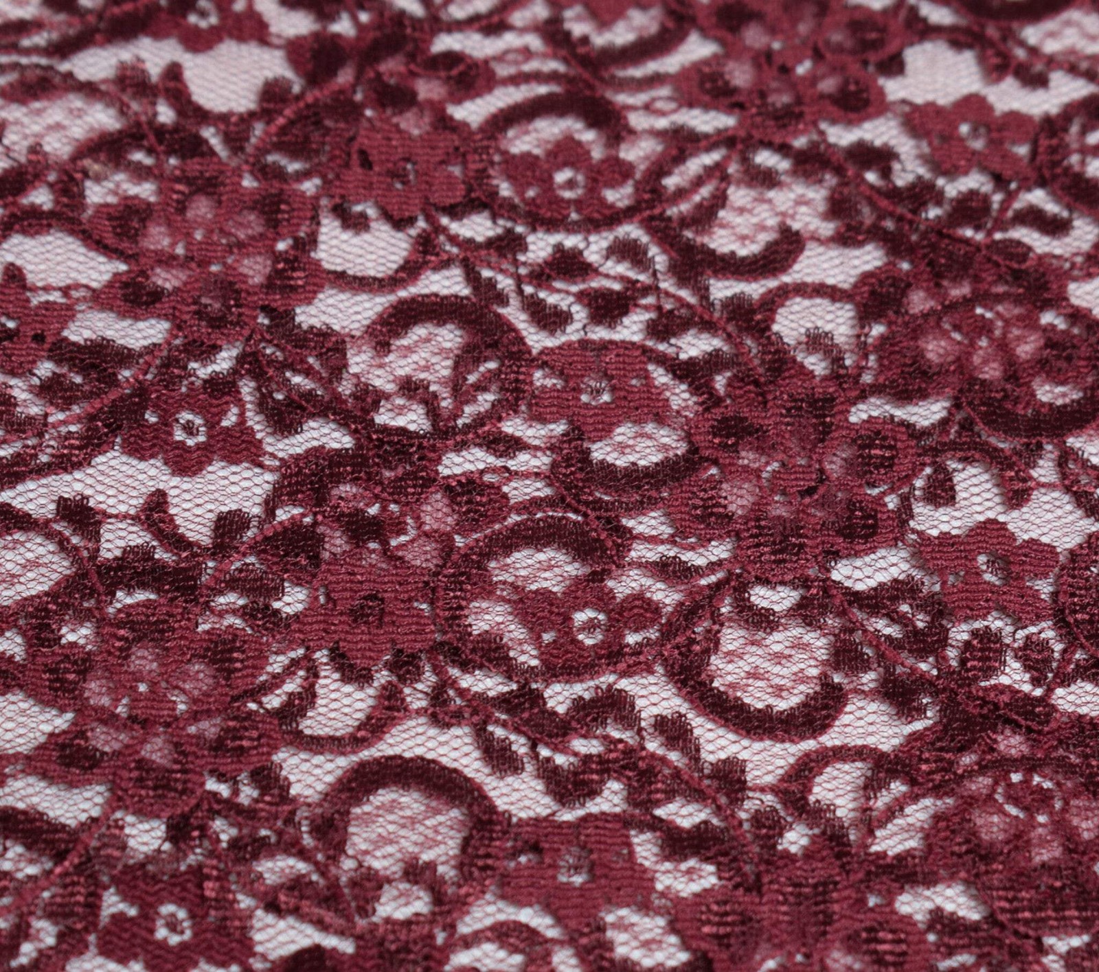 Sushila Vintage Burgundy Saree Net Mesh Floral Woven Cutwork Sari Dress Fabric