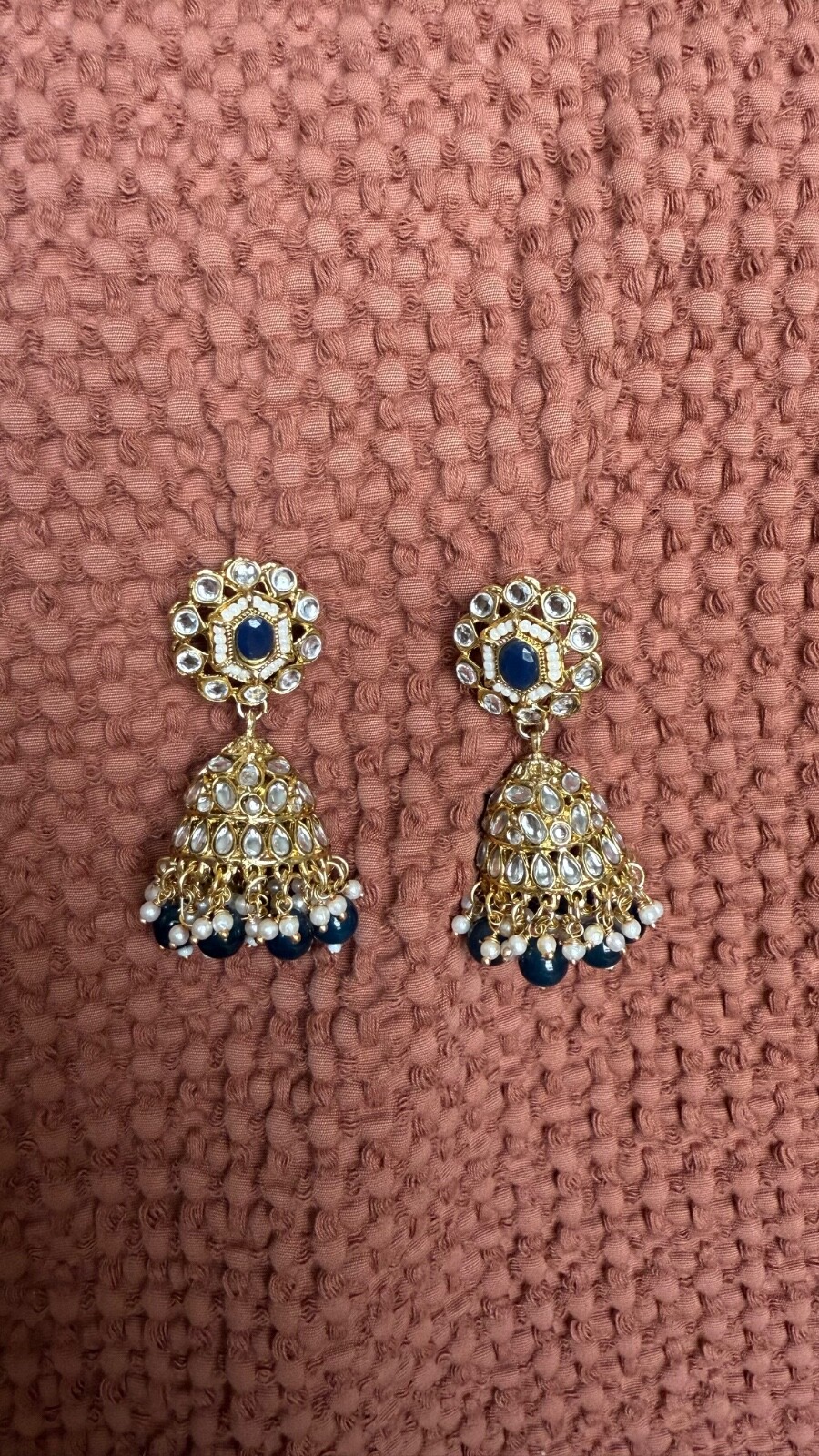 Indian Traditional Dress (Size 2XL/44) Worn Once Dark Blue with Jewelry Set
