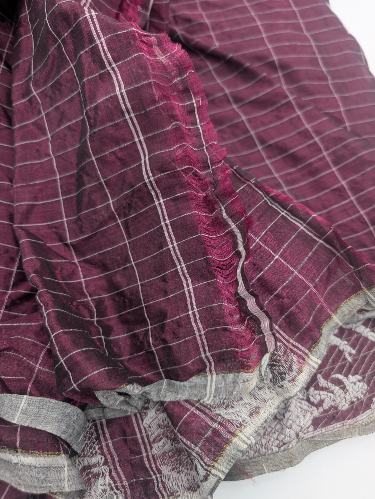 Vintage Saree Silk Banarasi Purple Plum Mythical Sanskriti Baluchari Sari Fabric