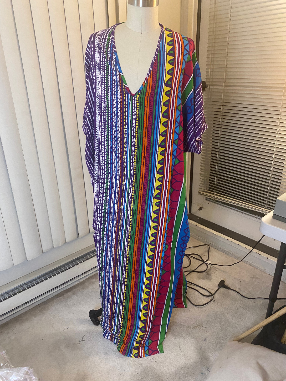 Purple Kaftan Caftan Cotton Women Unisex New Colorful Boho Hippie Stripes Dots