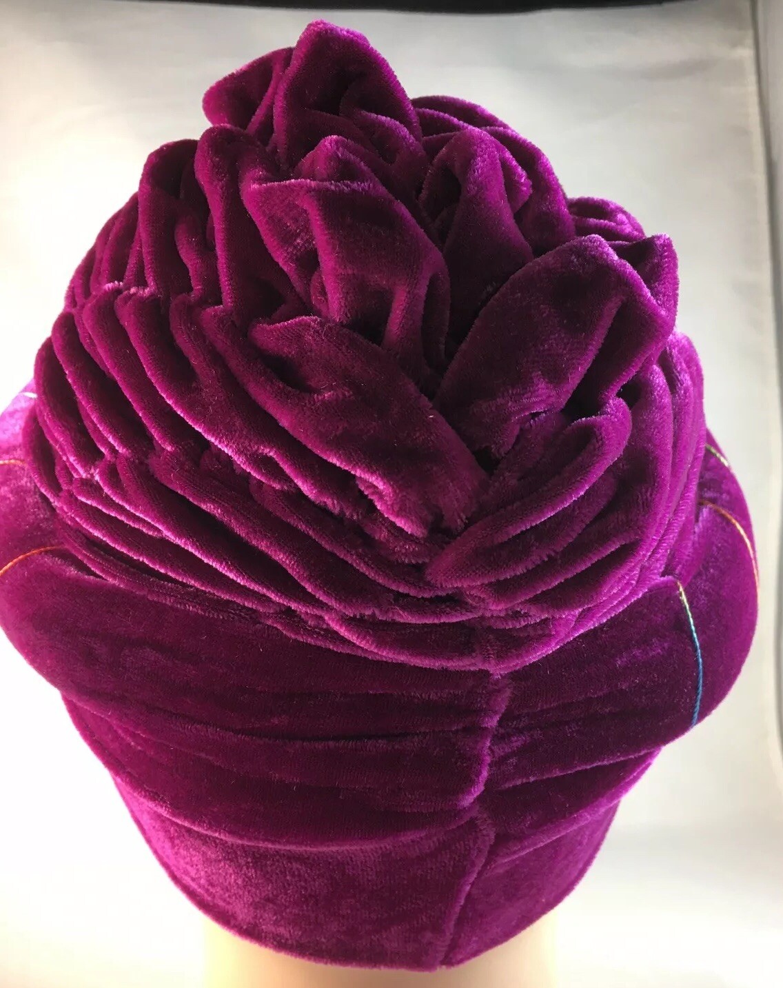 African Women Velvet Spandex Stretch Turban Hat Ladies Head Piece ~ fuchsia Pink