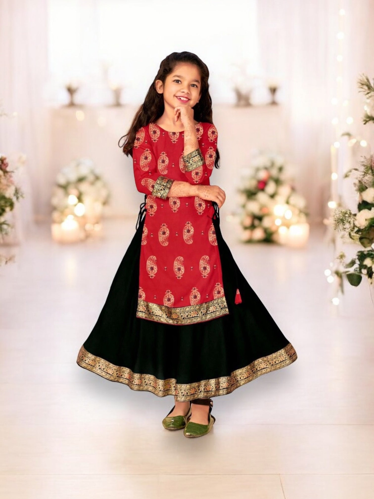 Elegant Girls’ Rayon Gown-Style Dress: Graceful and Stylish