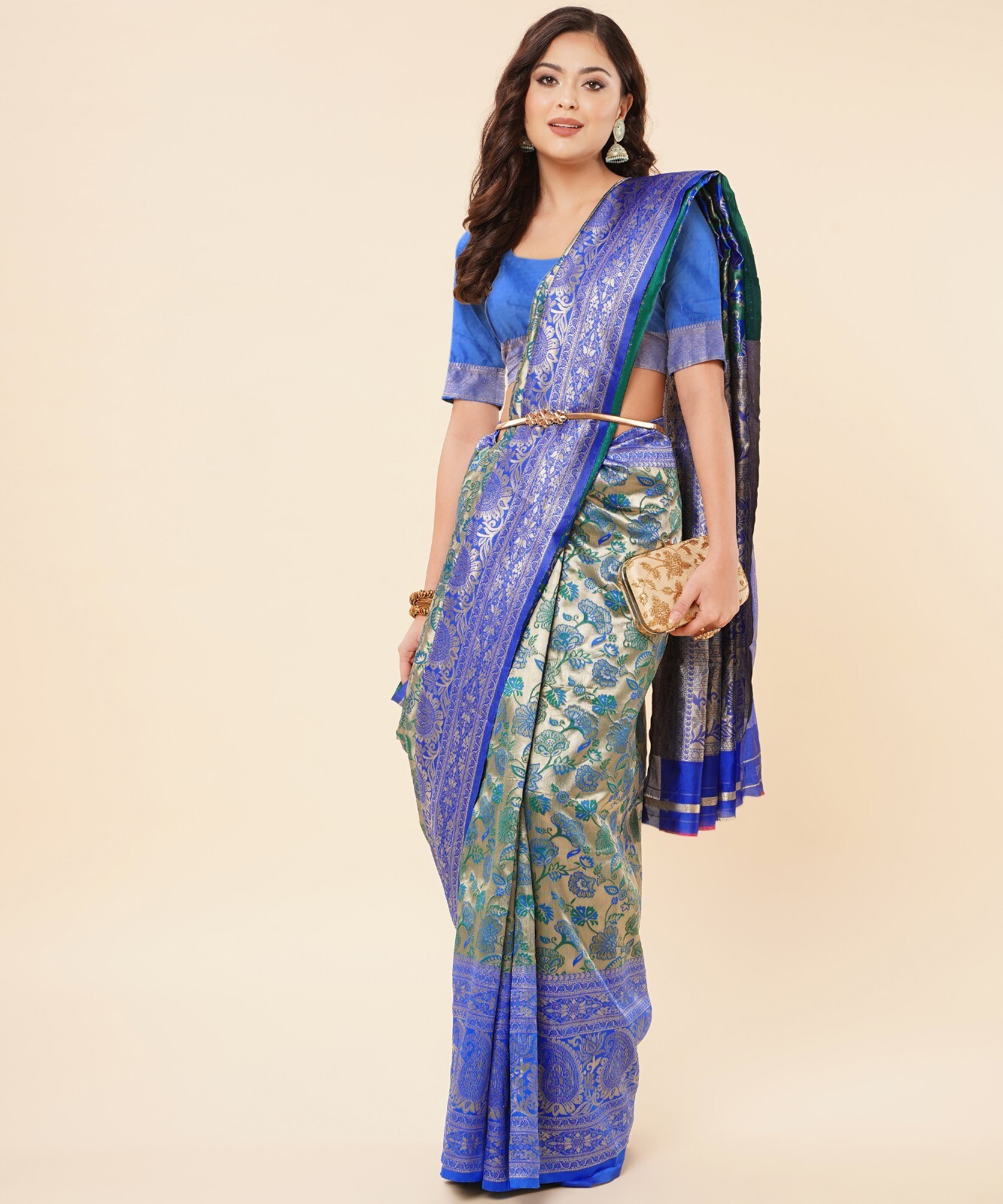 Areca Designer Tissue Jal Keri Silk saree blouses women Saree Cut – 5.5 Meter
