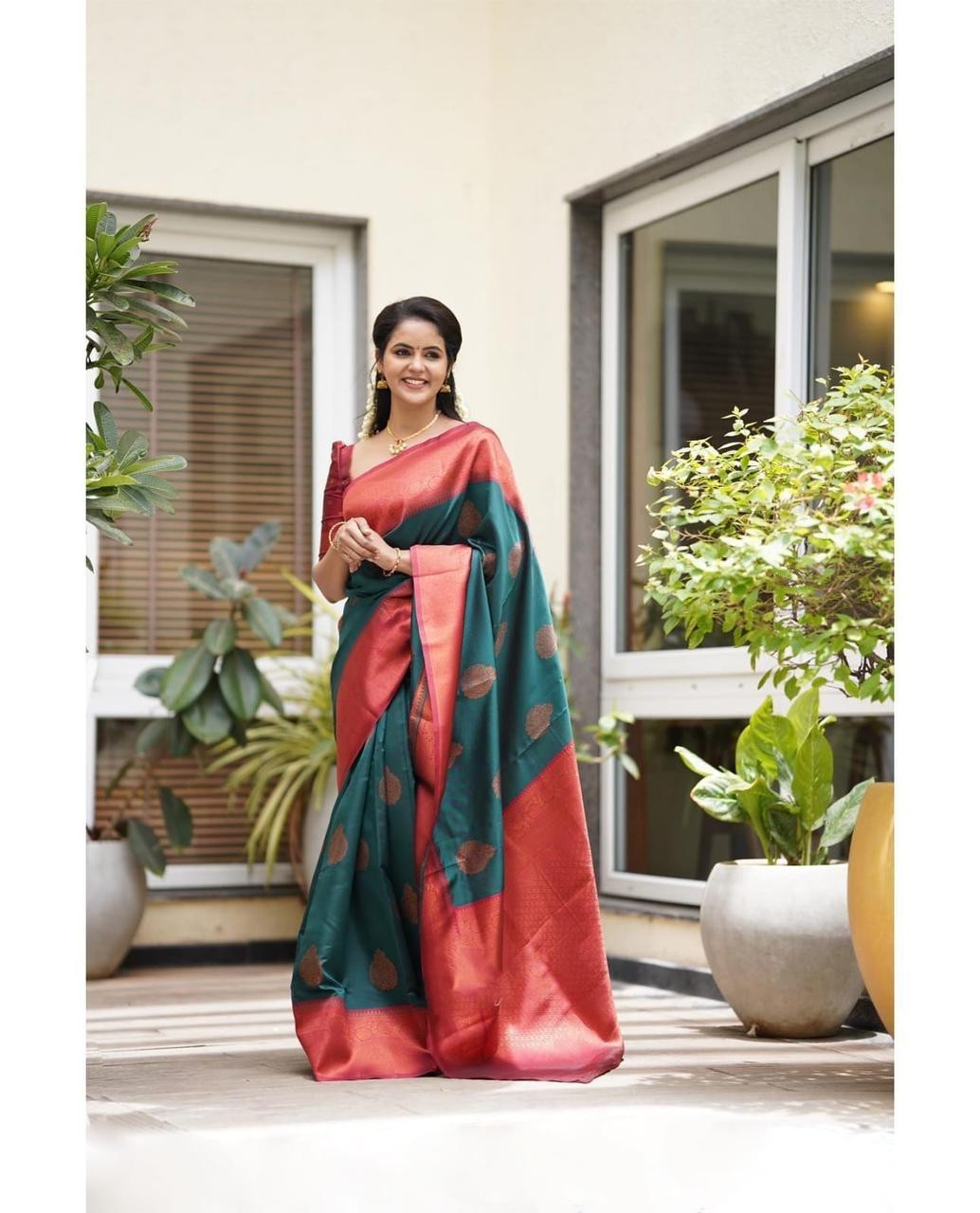 Softy Lichi Silk Saree Jacquard Zari Woven Lightweight Indian Ethnic Sari