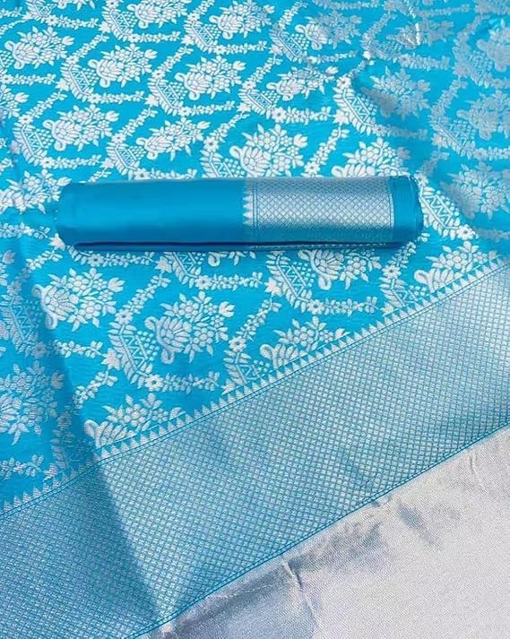 Women’s Banarasi Kanjivaram Cotton Silk Saree With Unstitched Blouse Material