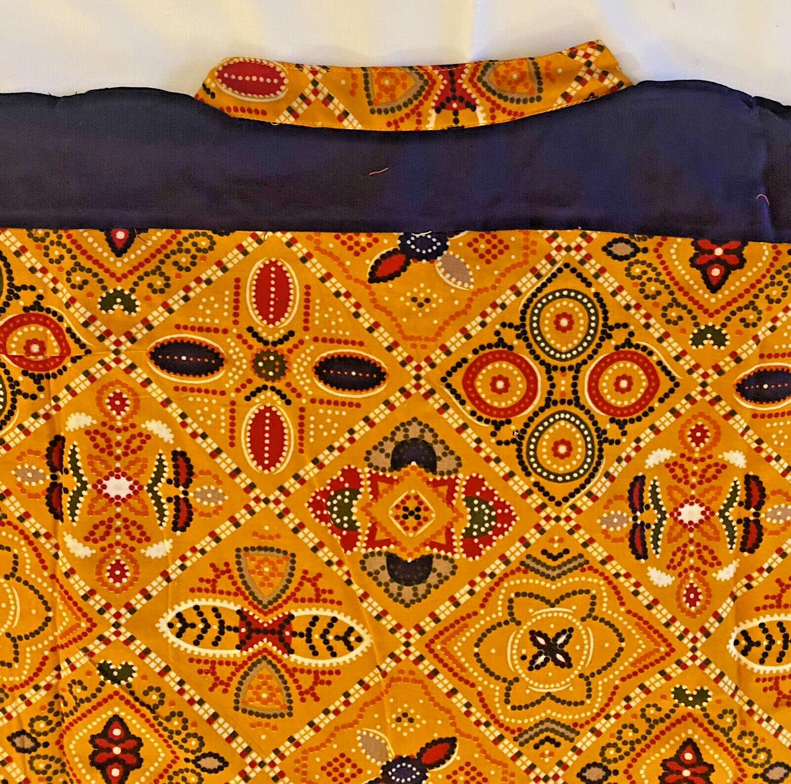 Kaftan Orange Black Geometrical Print Women’s Men’s Unisex Rayon Light Weight