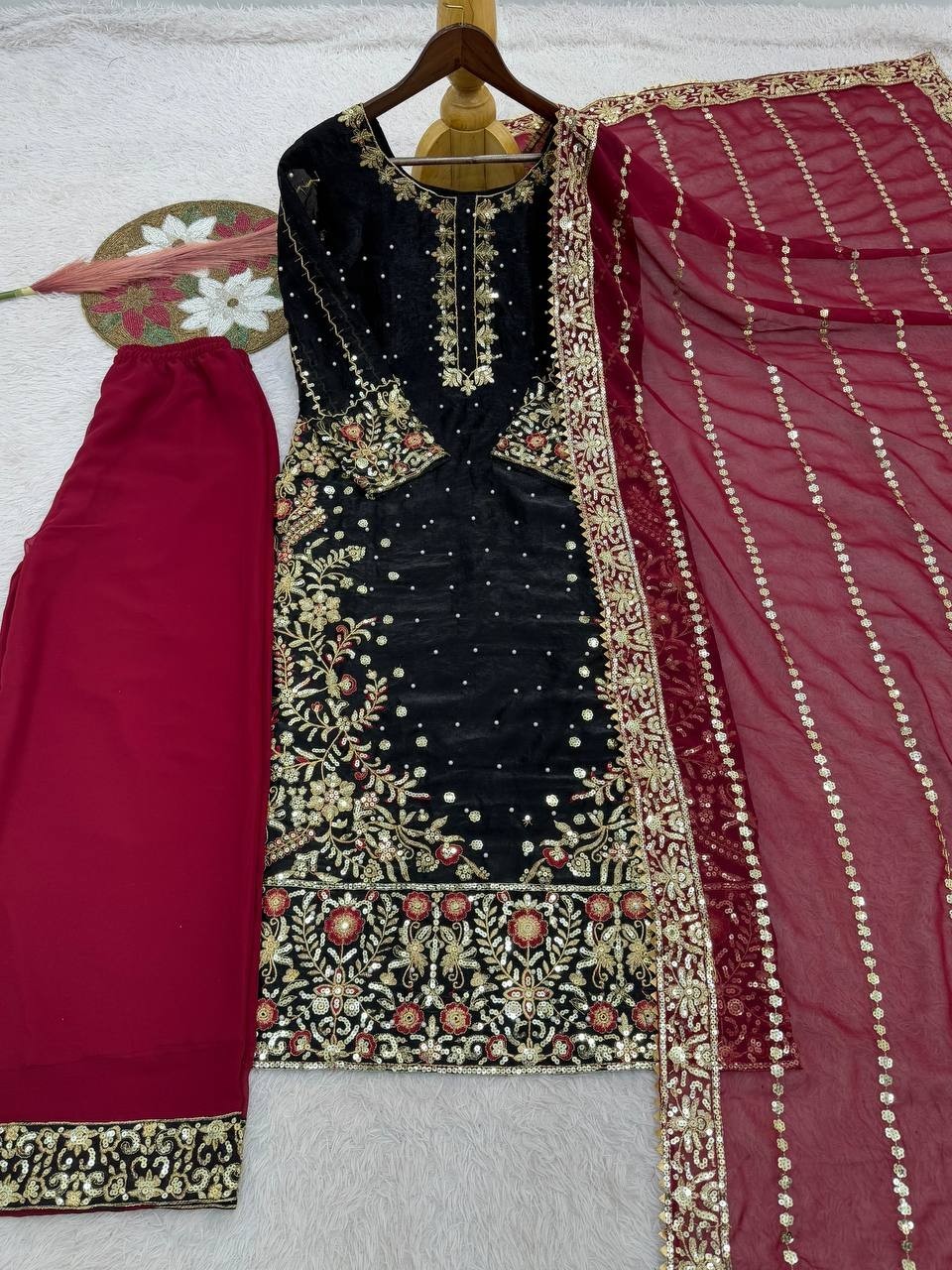 Heavy Reception Wear Heavy Fancy Micro Silk Salwar Kameez With Dupatta For Women