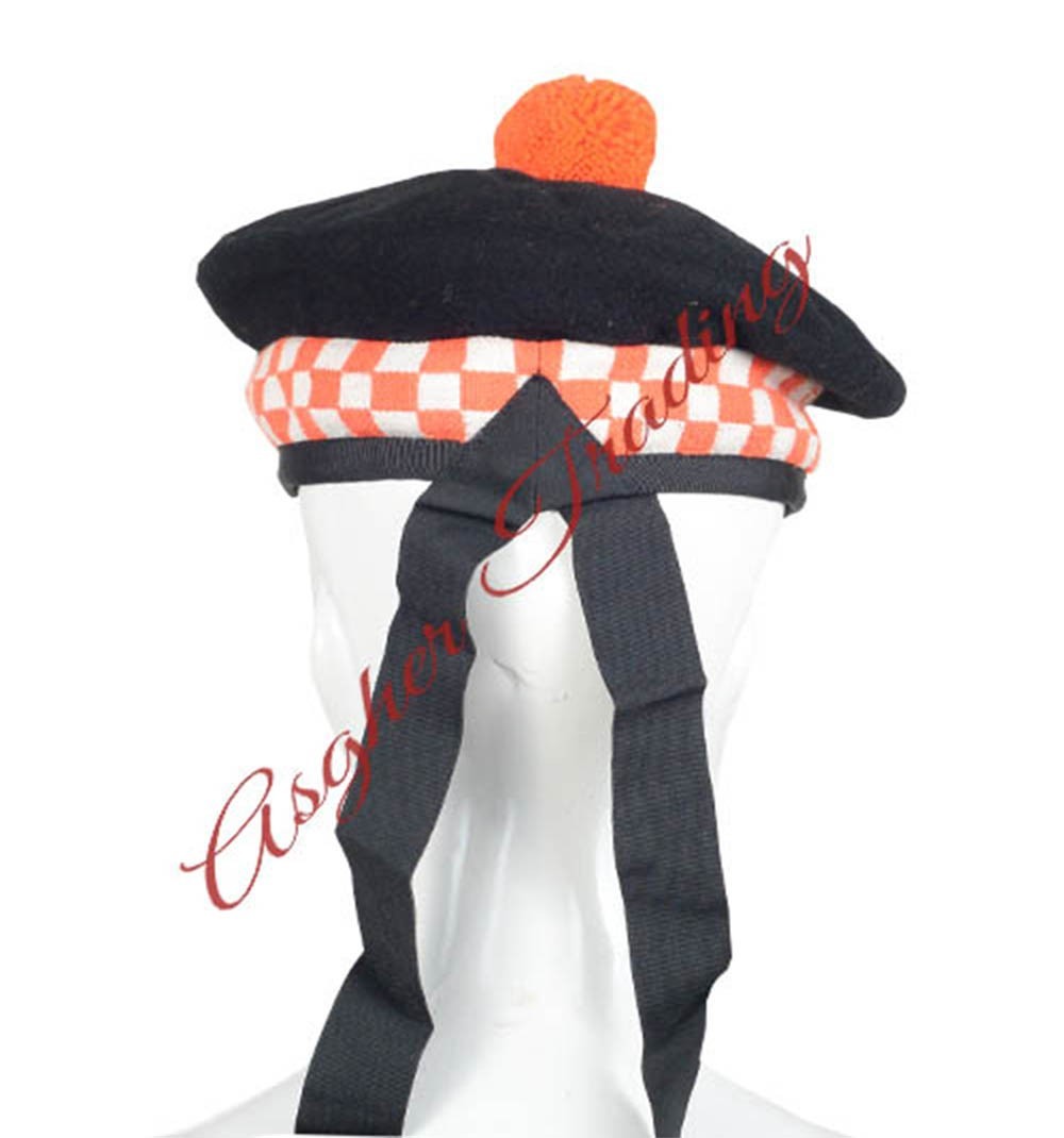 Scottish Military Traditional Kilt Cap – Balmoral Bonnet Diced Hats 100% Wool