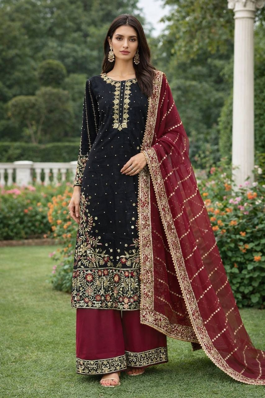 Heavy Reception Wear Heavy Fancy Micro Silk Salwar Kameez With Dupatta For Women