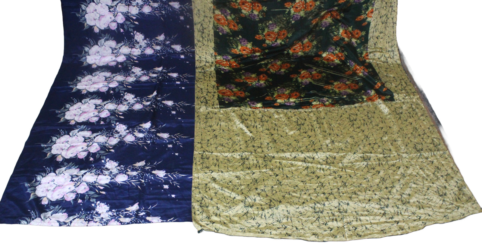 Indian Saree Silk Fabric Women Wrap Dress Craft Printed Sari Used Lot of 2 Saree