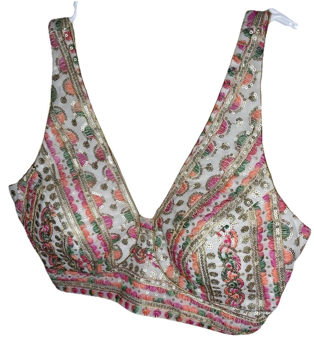Figures Designer Bollywood Indian Sequin Sleeveless Saree Blouse Size 32 NWT