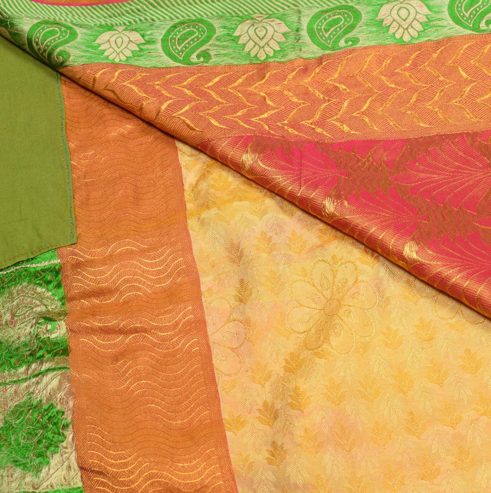 Sushila Vintage Light Yellow kanjivaram Saree Pure Silk Zari Brocade Sari Fabric