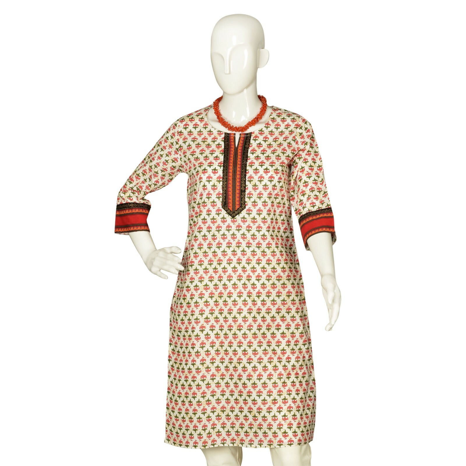 Srishti S-91cm 100%Cotton Kurta with Hibiscus Flower Design/FREE SHIP