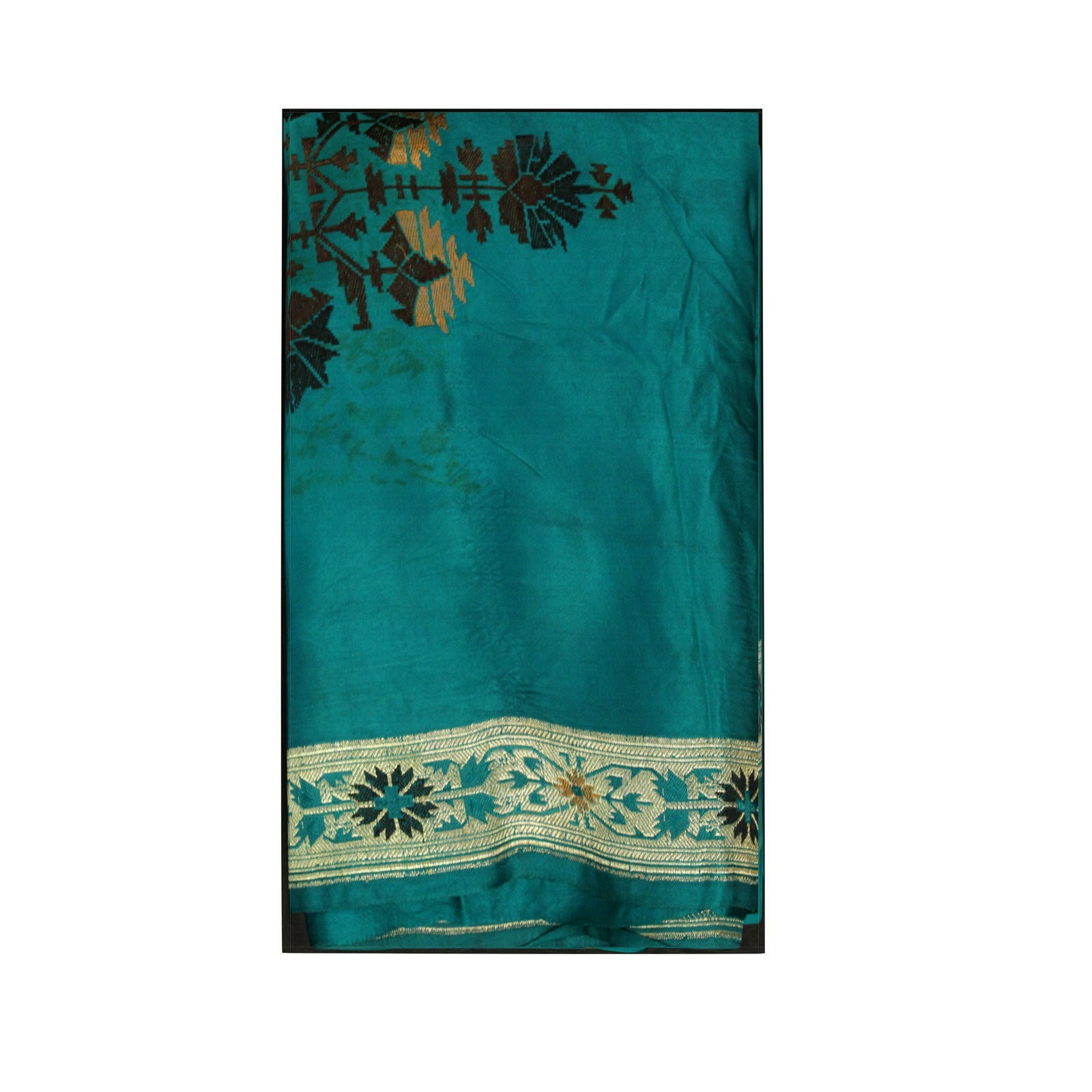 Vintage Heavy Art Silk Banarasi Sarees Zari Woven Brocade Craft Fabric 5YD Sari