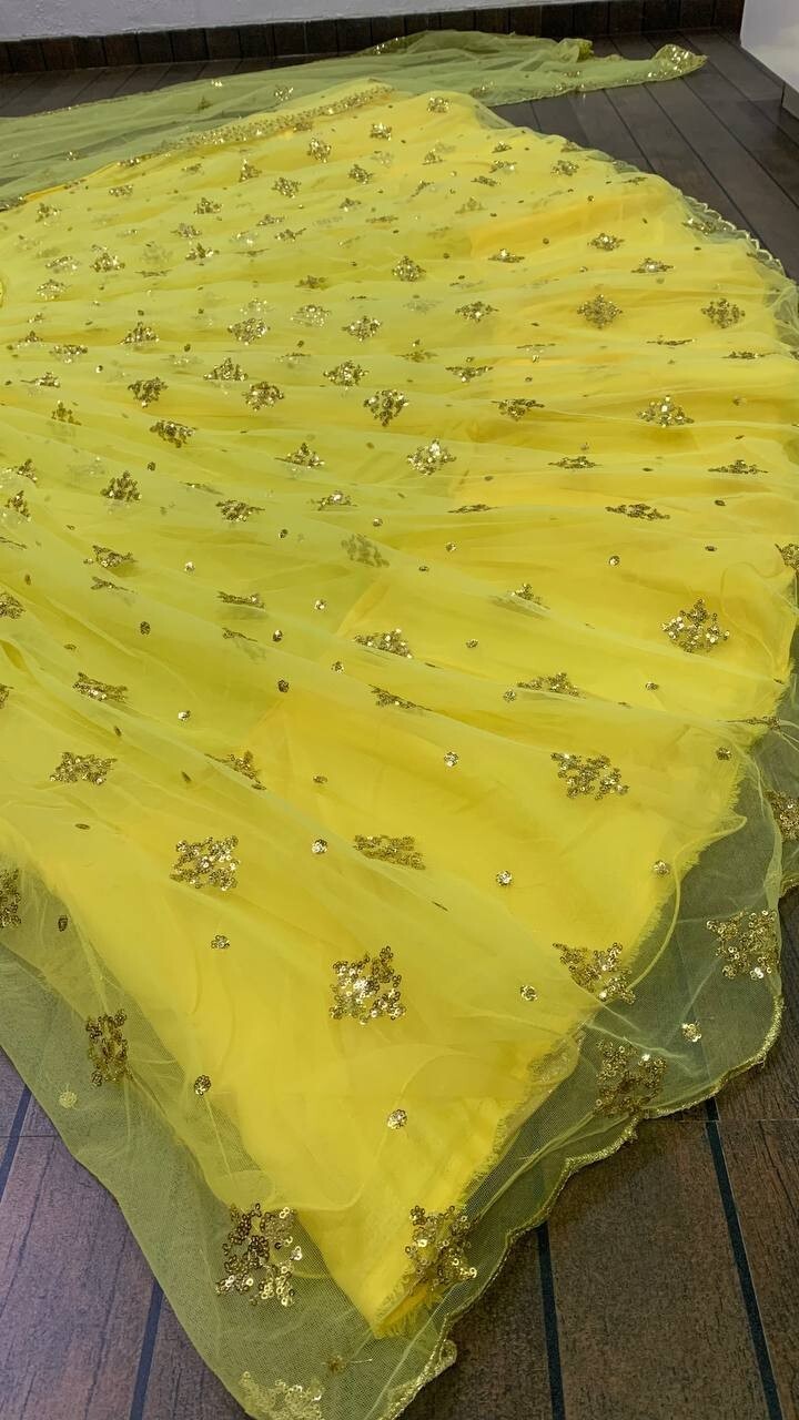 HALDI SPECIAL SOFT NET LEHENGA CHOLI WITH BEAUTIFUL DUPATTA FOR WEDDING WEAR