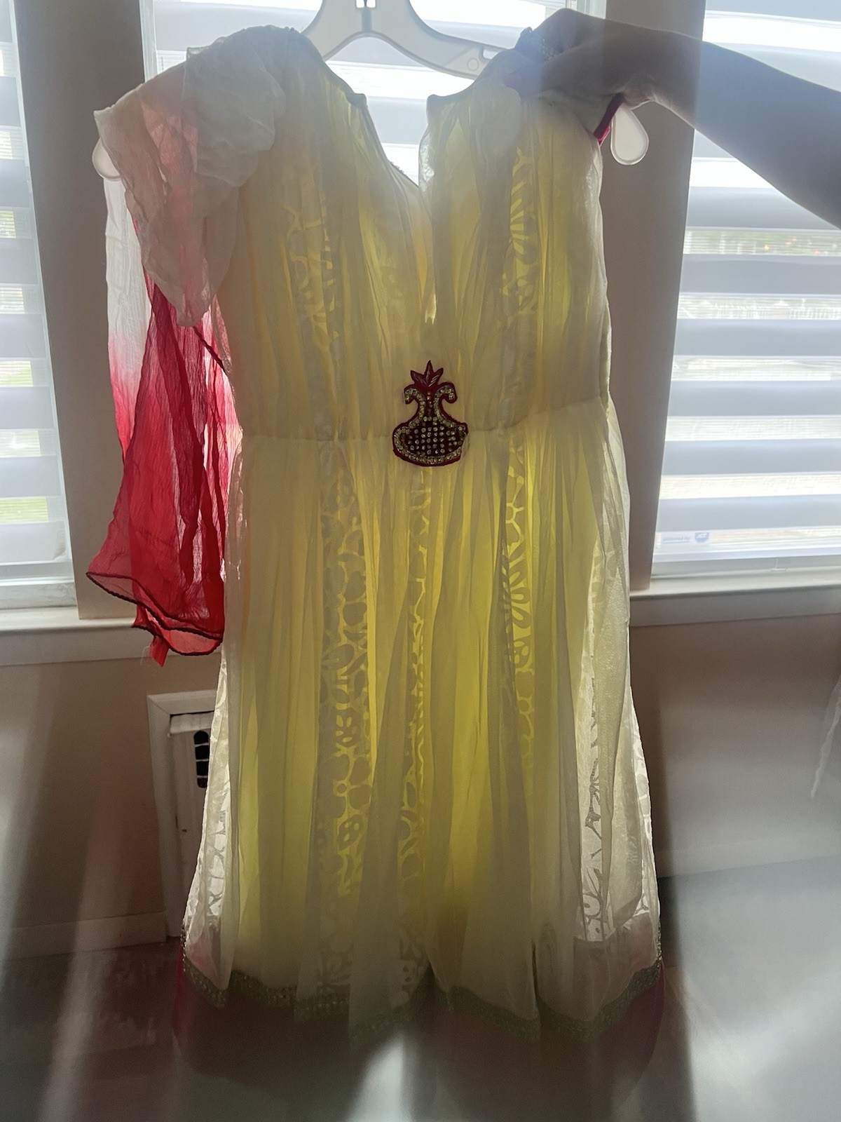 Indian Bridal Wear Pink and White Gown with Matching Headscarf Arm and Leg Cover