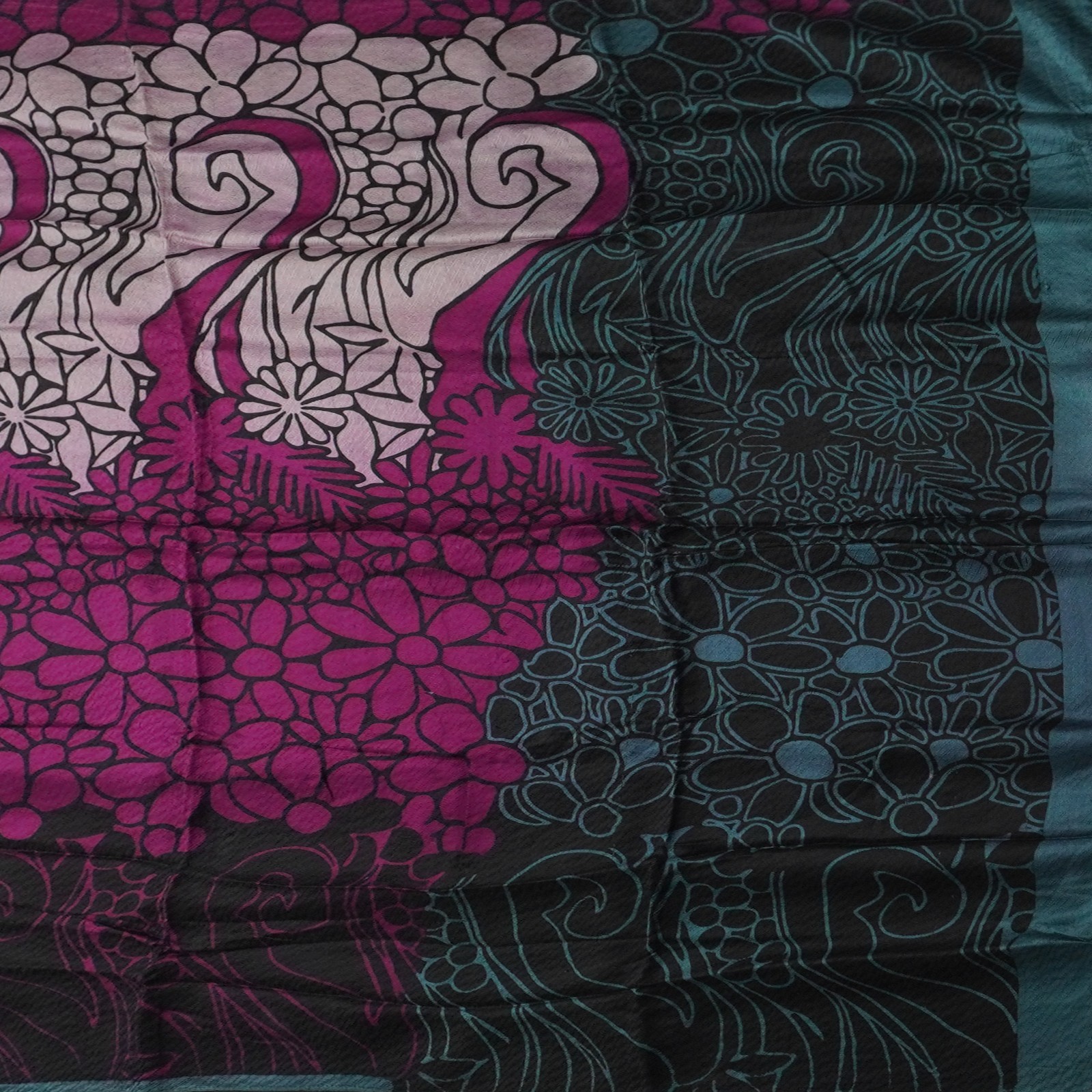 Vintage Purple Sarees 100% Pure Silk Floral Printed Indian Sari 5YD Craft Fabric