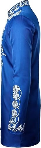 LucMatton African 2 Piece Set Long Sleeve ROYAL BLUE Print Dashiki and Pants MED