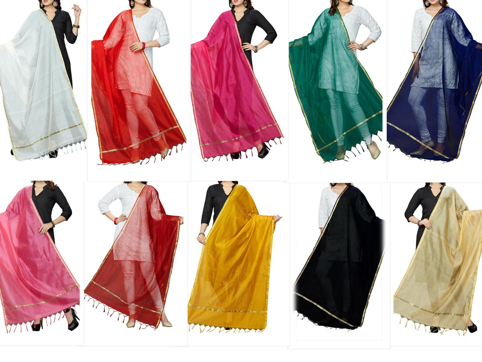 Dupatta Chunni Art Silk Stole Scarf Wrap Indian Hijab Plain Stylish Party Wear