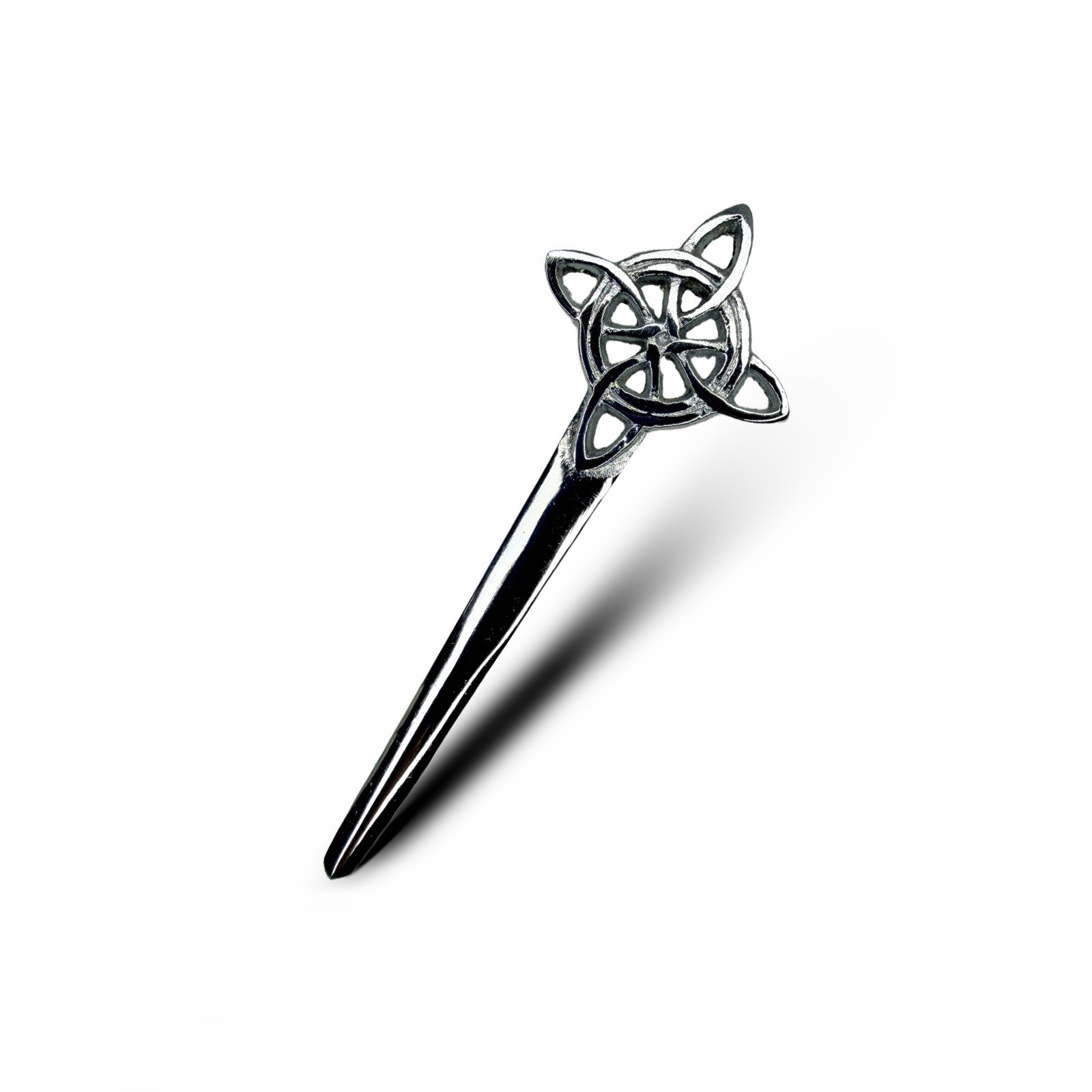 Scottish Celtic Circle 4” Silver Finish Kilt Pin
