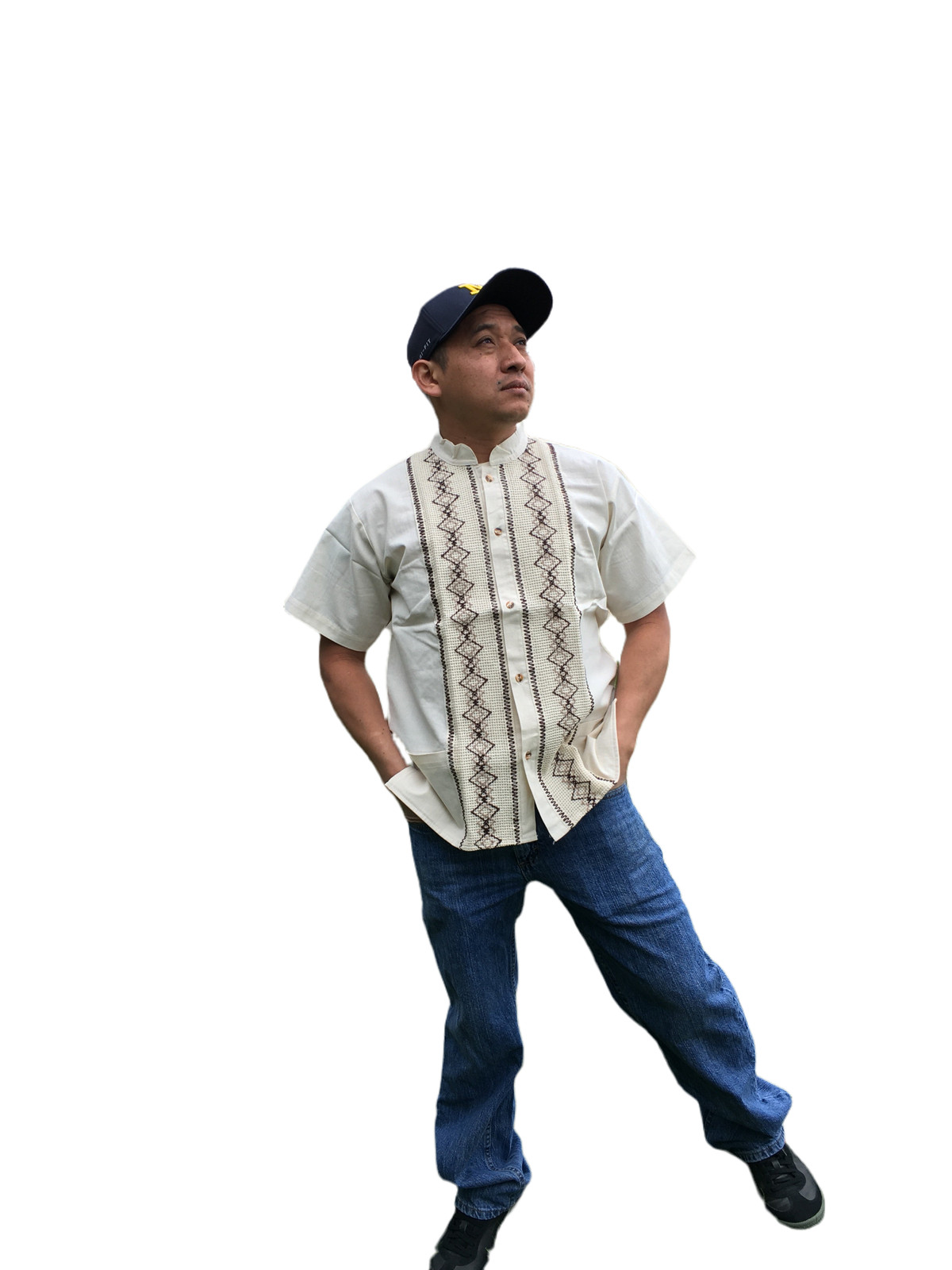 Handmade Men’s Traditional Off White Mexican Guayabera – Small Medium Large XL