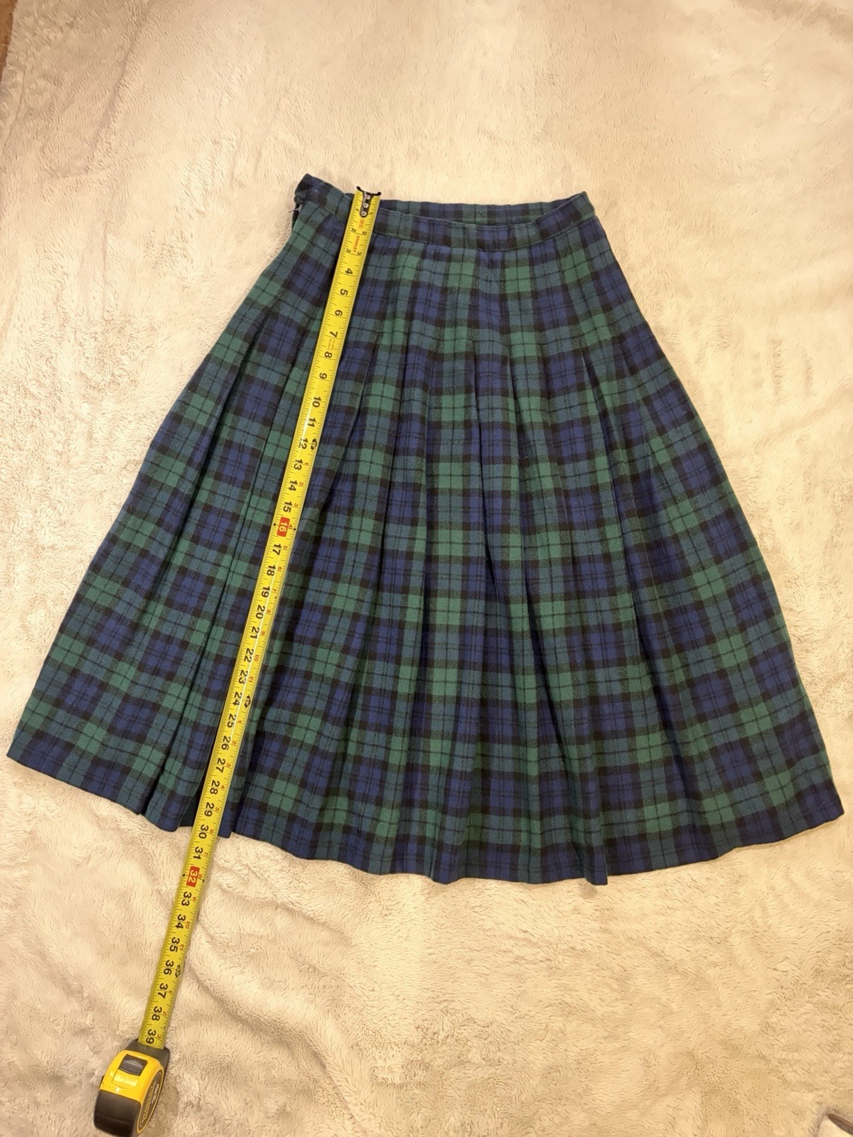 Pendleton Black Watch Tartan Pure Virgin Wool Traditional Kilt Skirt Size 12