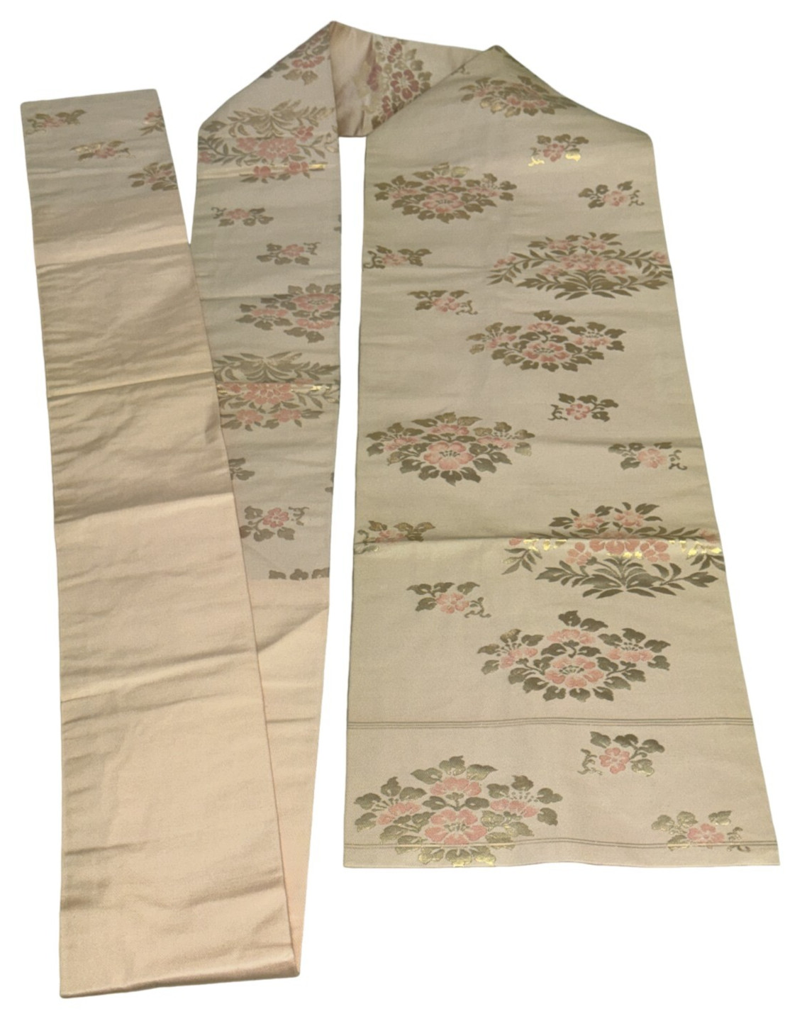 Japanese Vintage Kimono Nagoya Obi polyester pink expensive tradition 138.5x11in