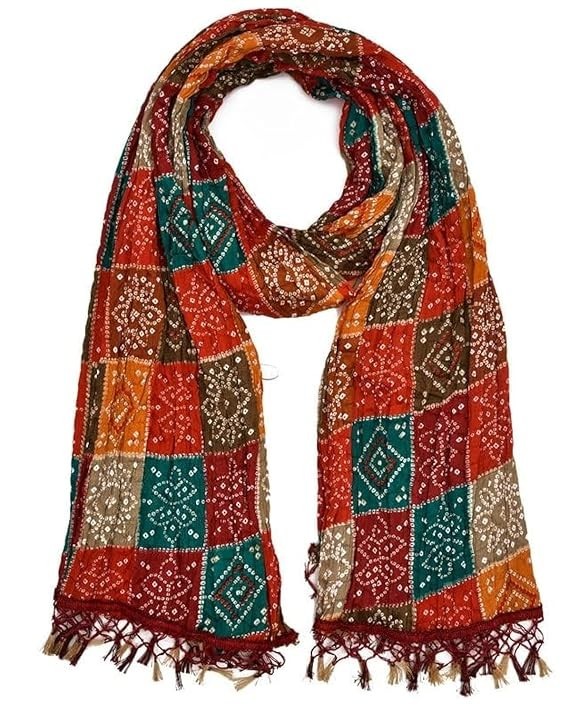 Nakoda CreationWomen Rajasthani Traditional Silk bandhej dupatta 2.25mtr